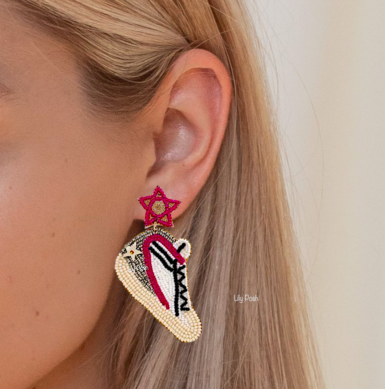 Lily Posh - Sneaker Shoes Seed Bead Earring, High Tops