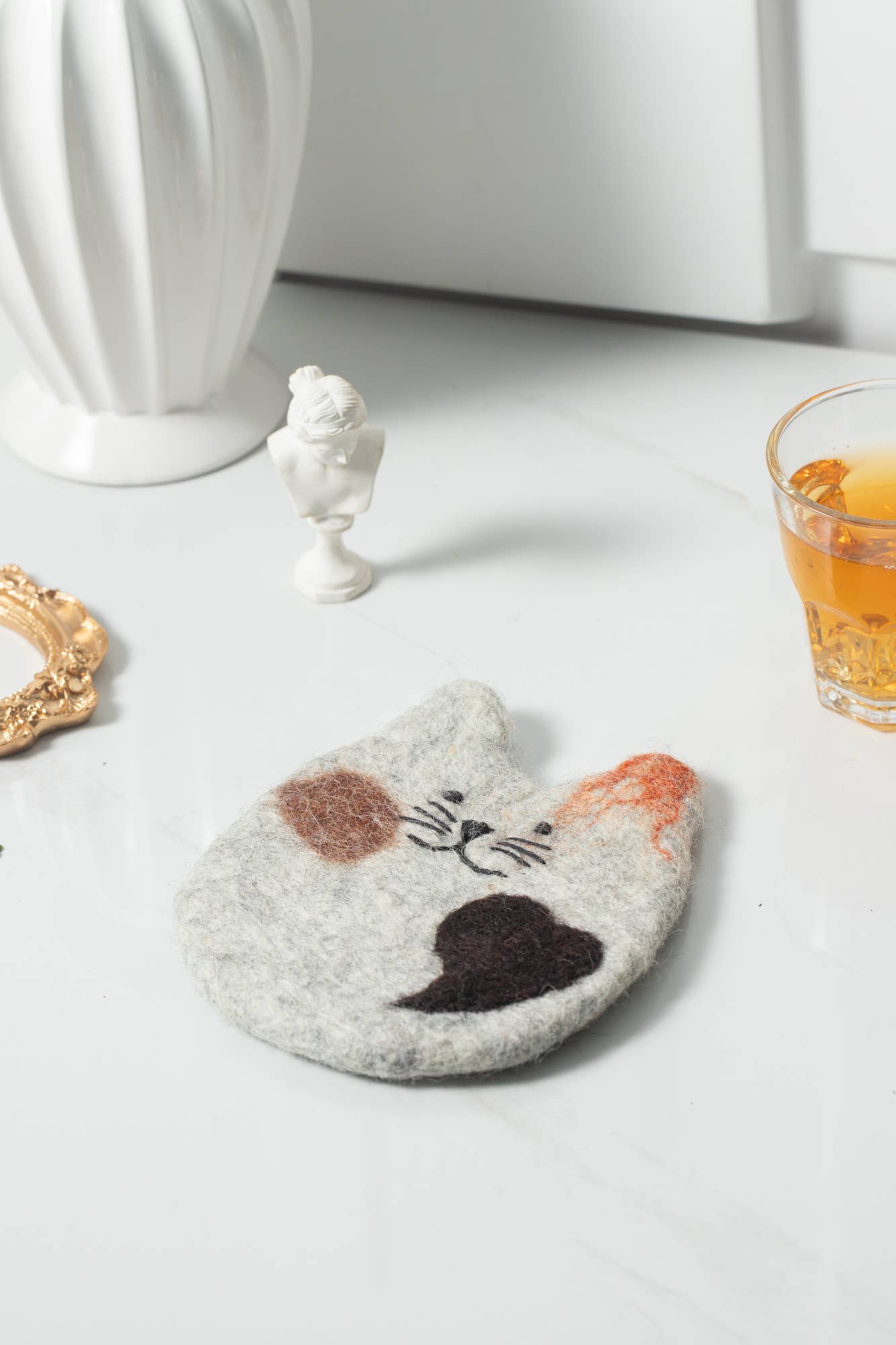 Handmade Felt Coffee Cup Mug Table Mat Coasters - Fatty Cat