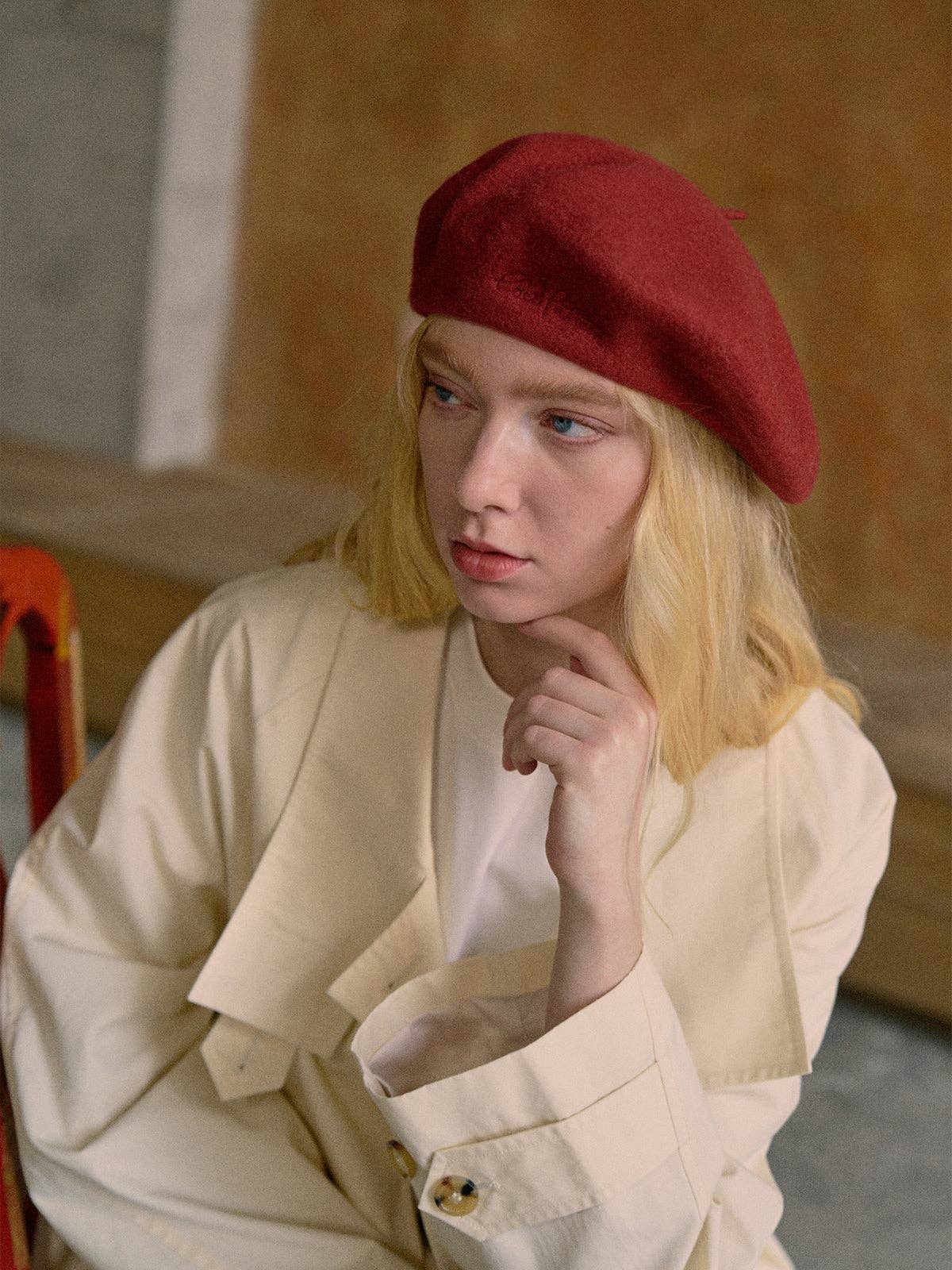 Wool Beret- Bordeaux Red