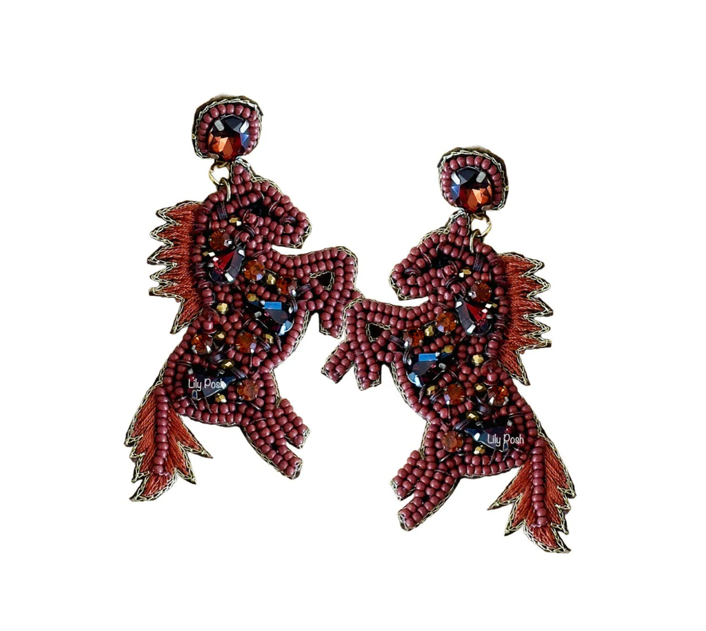 Horse Seed Bead Earring, Stallion, Equestrian