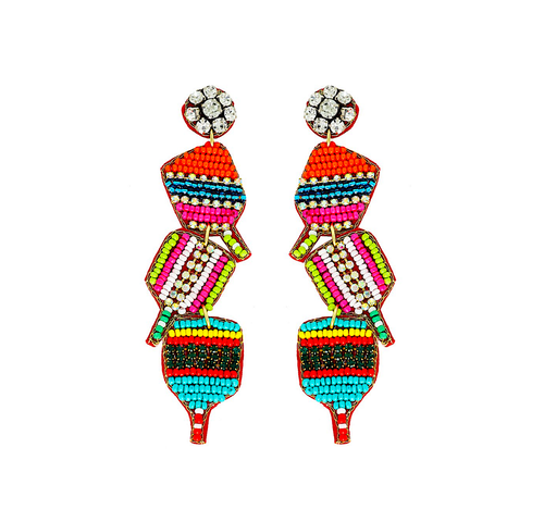 Pickleball Racket Seed Bead Earring Lily Posh