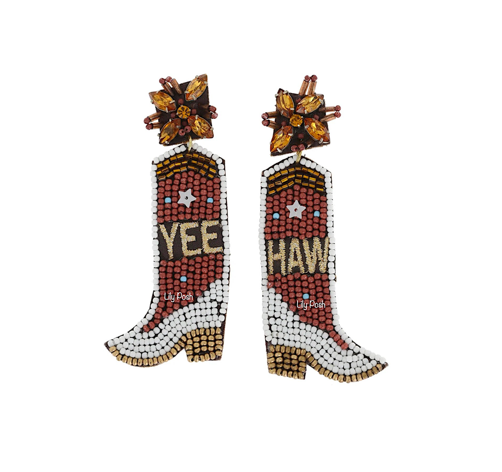 Cowboy Boots Earring, Boho Western Seed Bead Earring