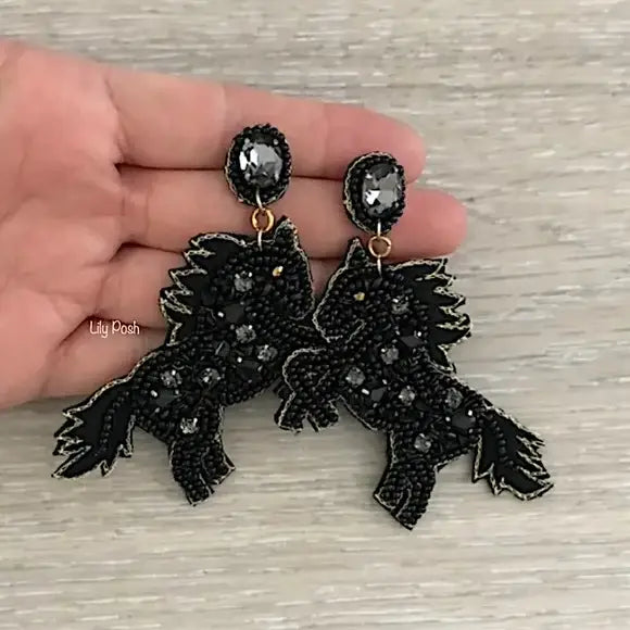 Horse Seed Bead Earring, Stallion, Equestrian