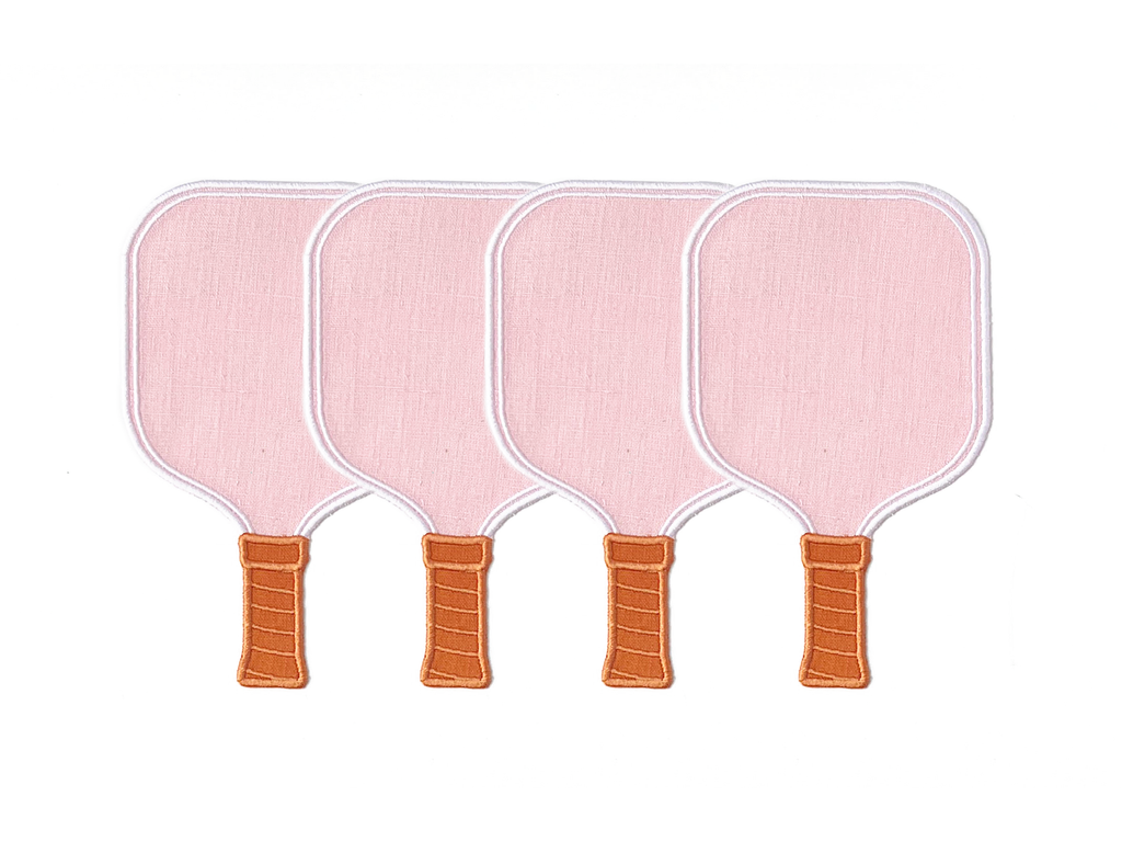 Cocktail Napkins - 100% linen Set of 4 pink pickleball rackets