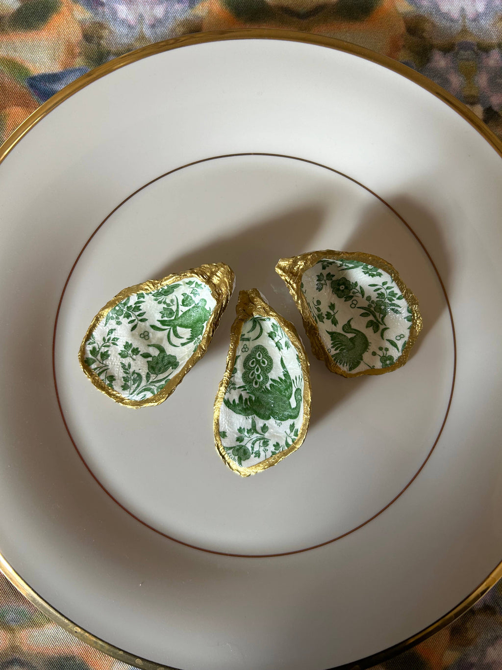 Green Porcelain Oyster Shell Jewelry Dish