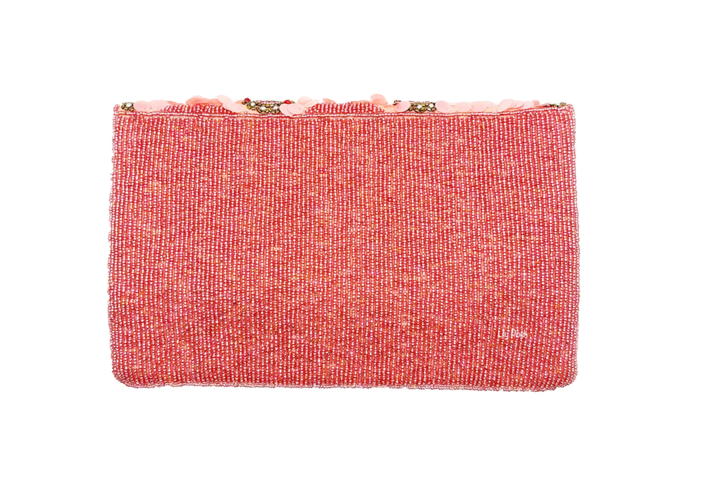 Pink Sequins Clutch Crossbody Bag, Fully Beaded Bag