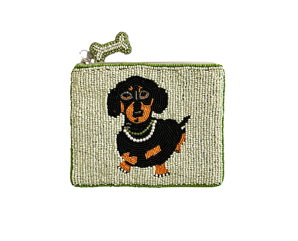 Dachshund Coin Purse -Beaded Dog Bag