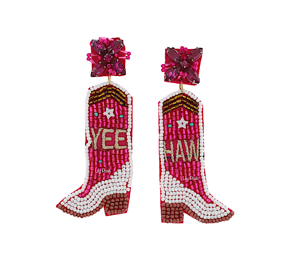 Cowboy Boots Earring, Boho Western Seed Bead Earring