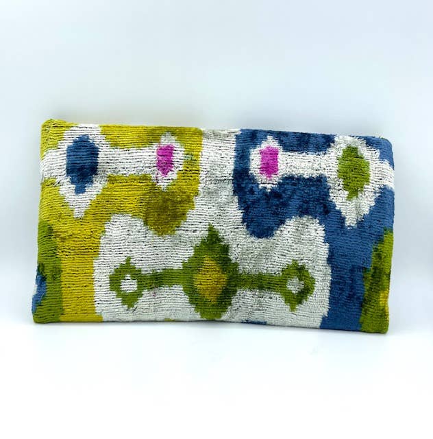 Ikat - Handwoven Silk and Cotton Clutch with hidden Chain Strap