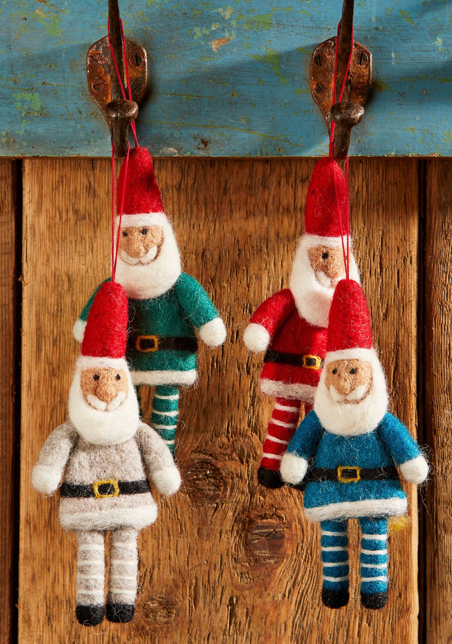 Namaste - Hanging Felt Santa With Stripey Legs
