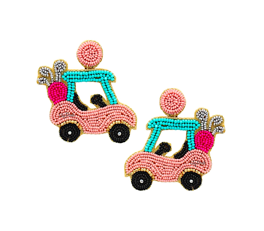 Golf Cart Seed Bead Earring Golf Earring