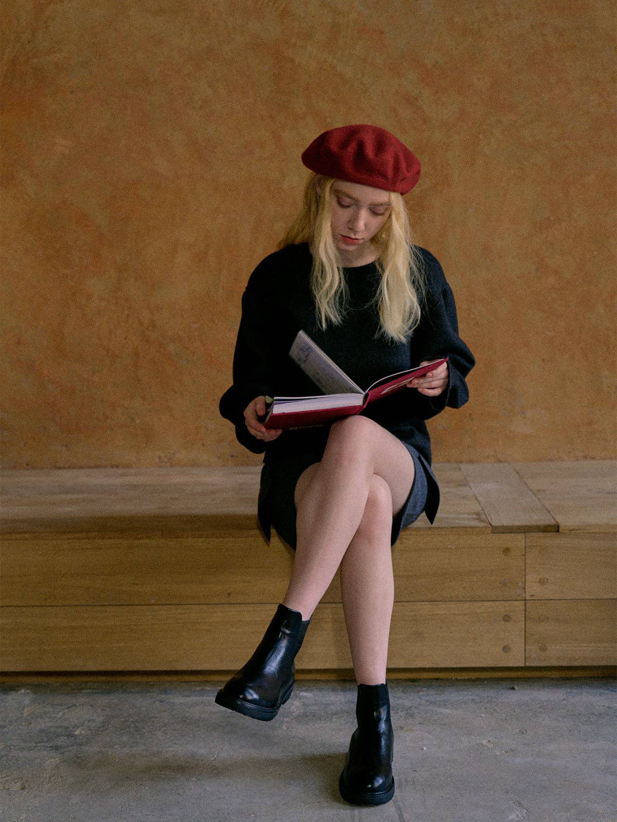 Wool Beret- Bordeaux Red