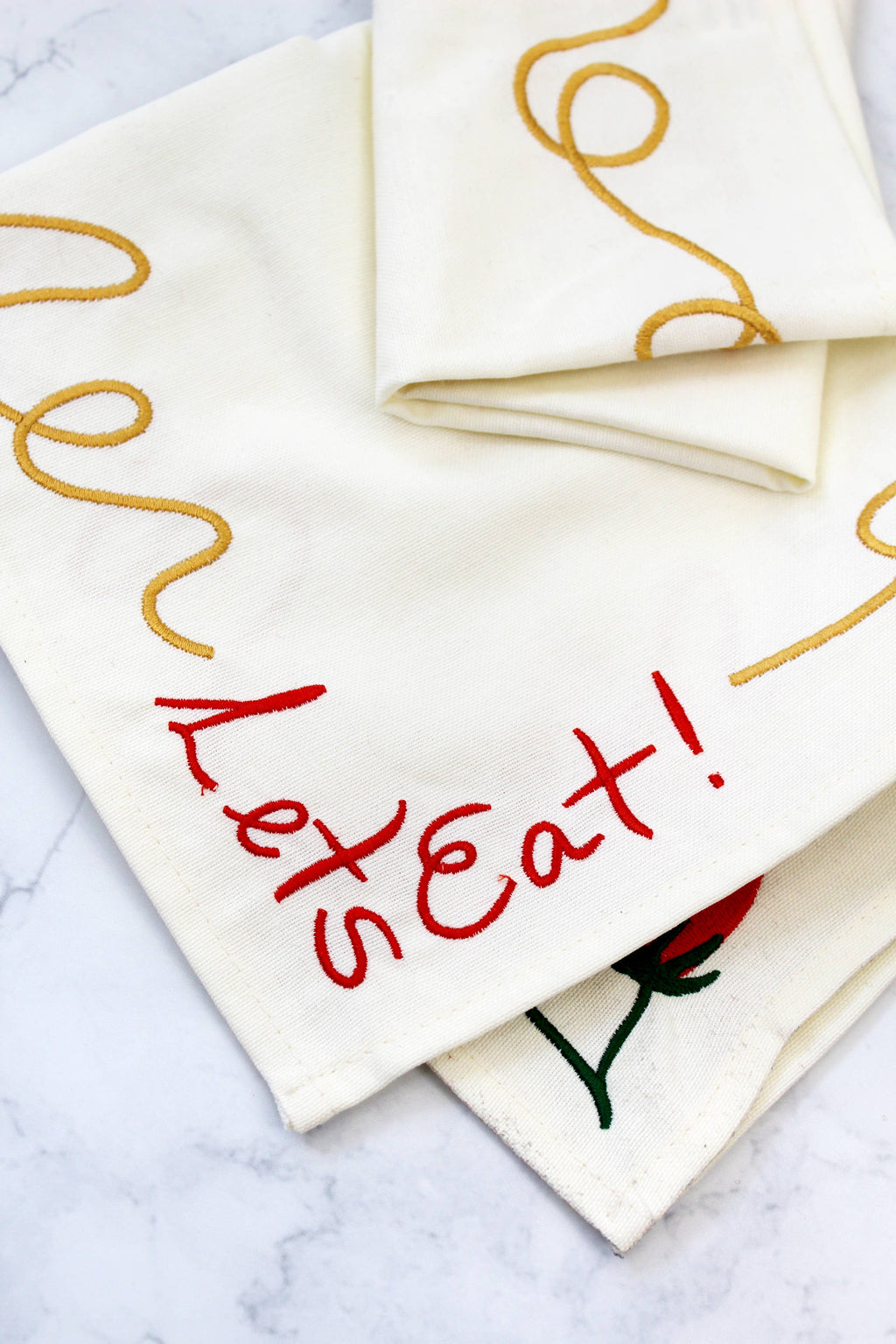Calhoun & Co. - Let's Eat! Embroidered Pasta Tomato Napkins