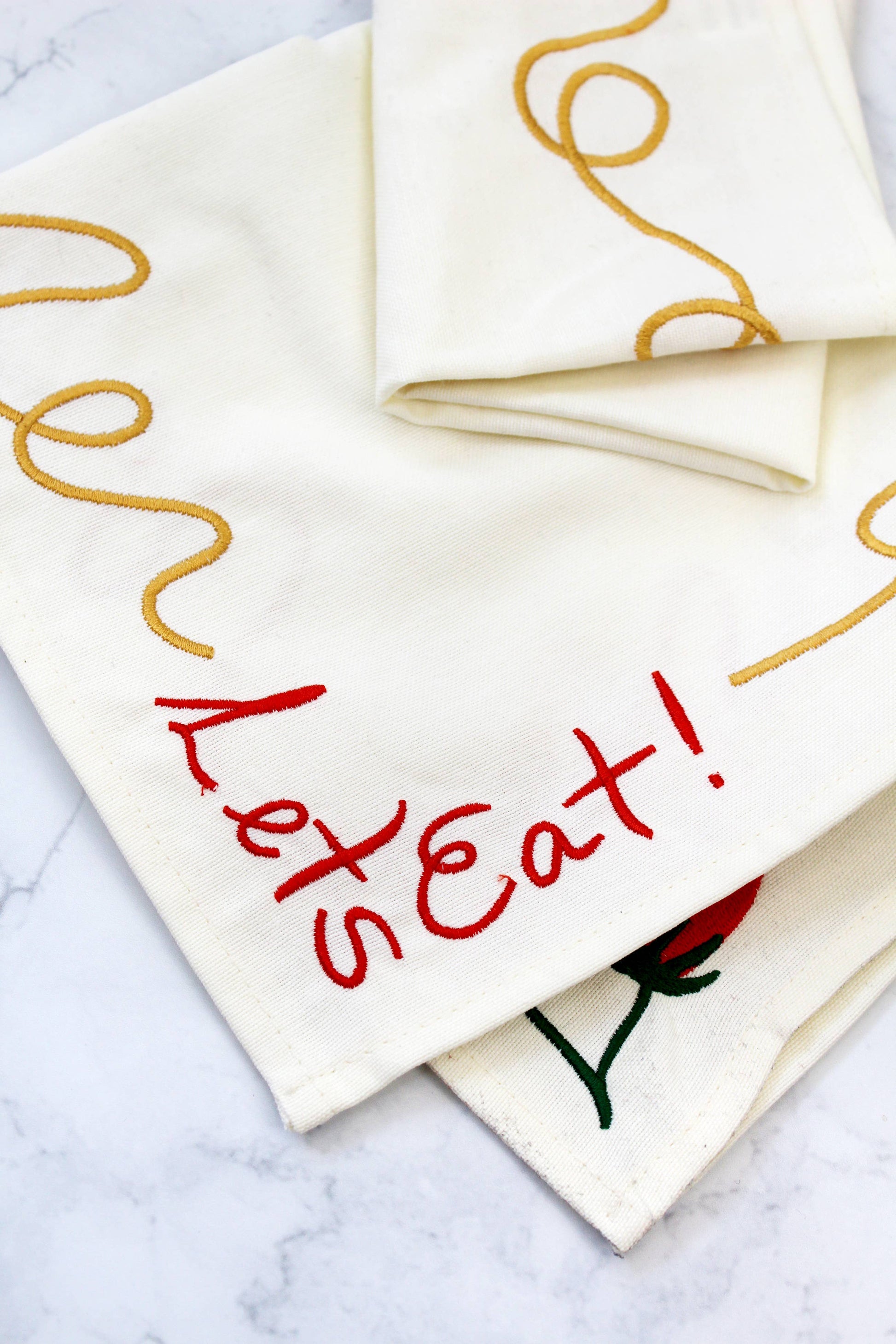 Calhoun & Co. - Let's Eat! Embroidered Pasta Tomato Napkins