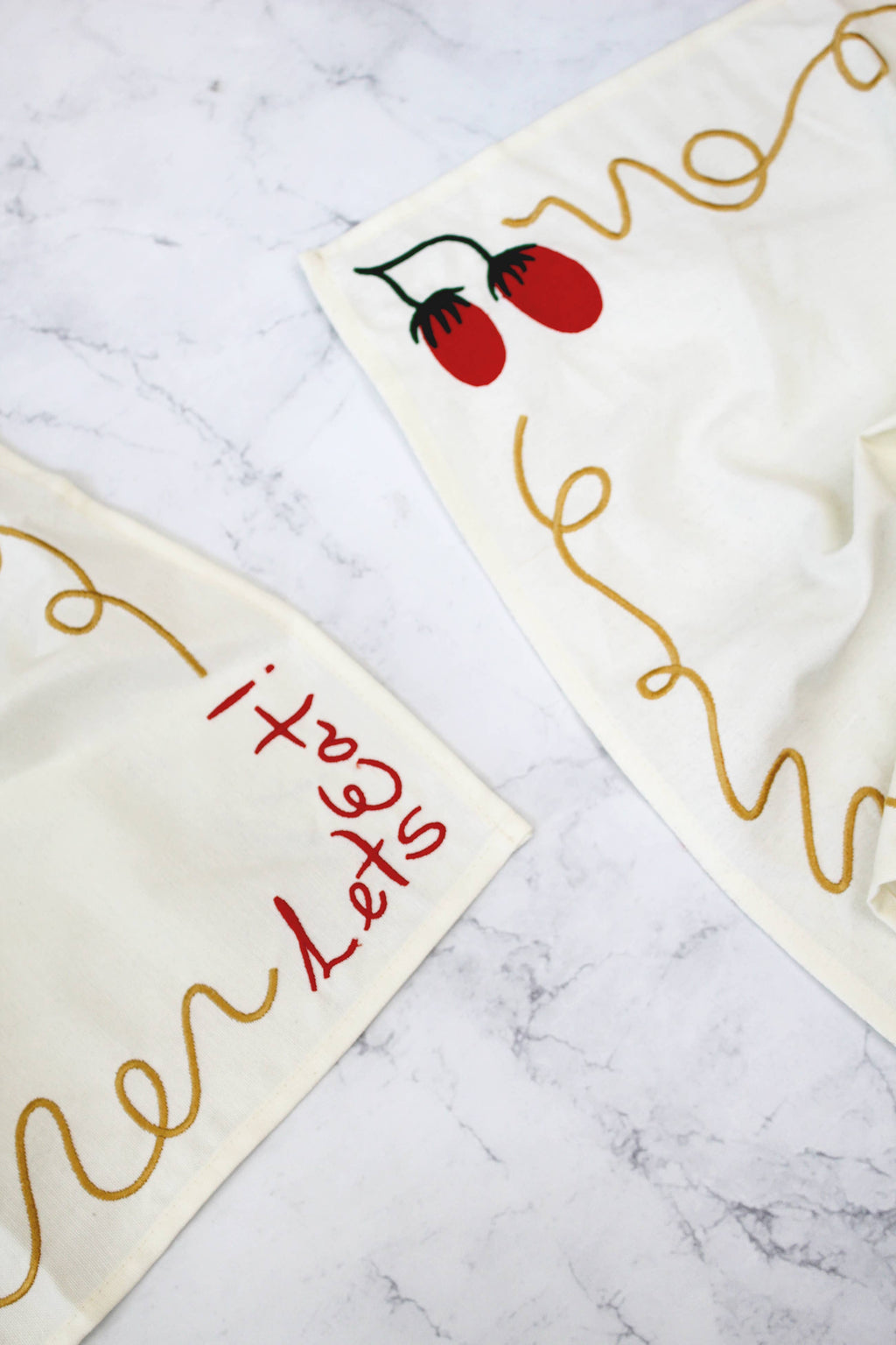 Calhoun & Co. - Let's Eat! Embroidered Pasta Tomato Napkins