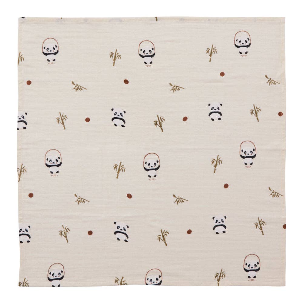OYOY LIVING DESIGN - Muslin Square - Panda - 3 Pcs/Pack - Vanilla