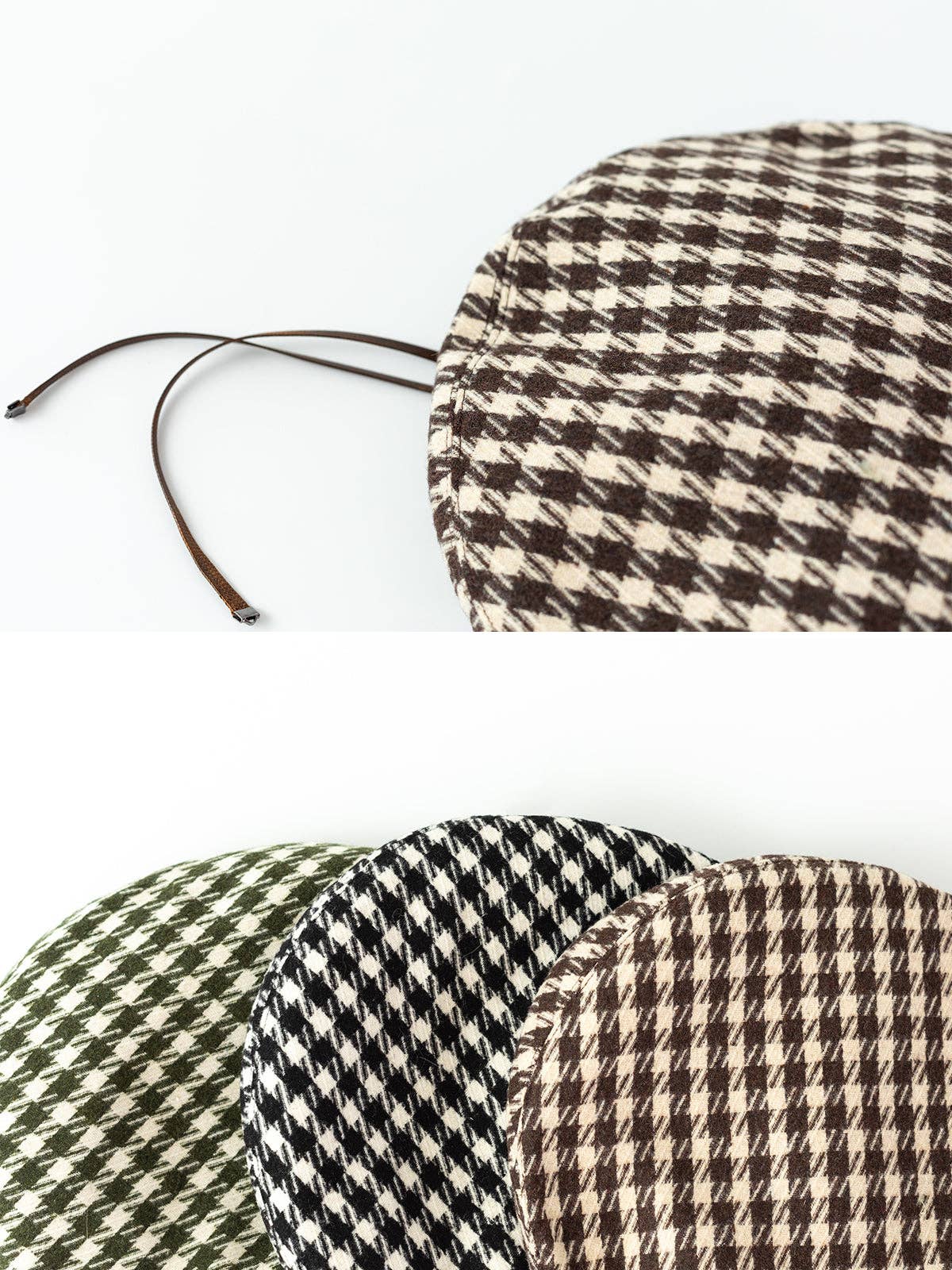 Beret Hat - Mocha checkers