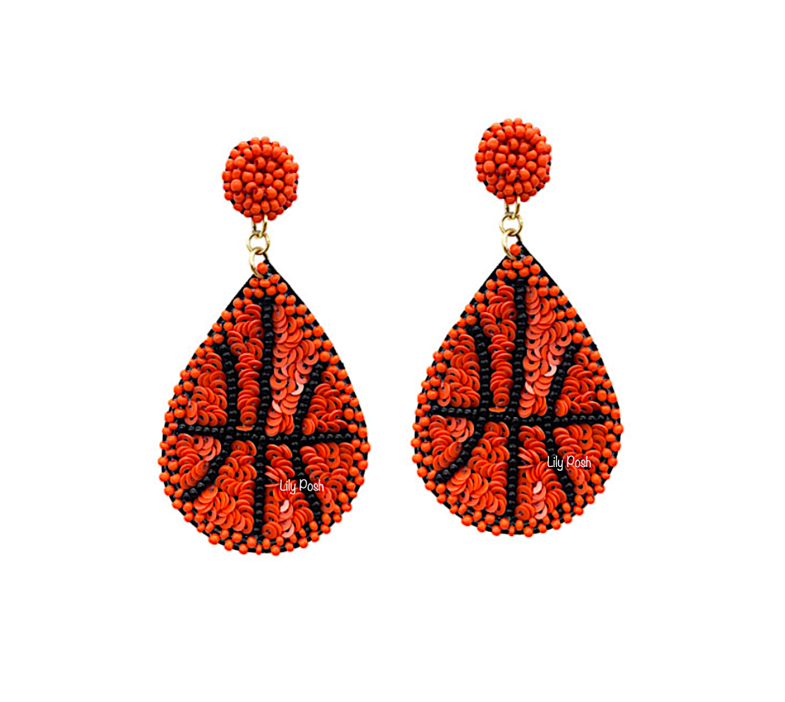 Lily Posh - Basketball Game Day Seed Bead Earring, Lily Posh 