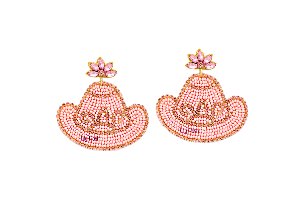 Cowboy Hat Seed Bead Earring, Boho Earring Western