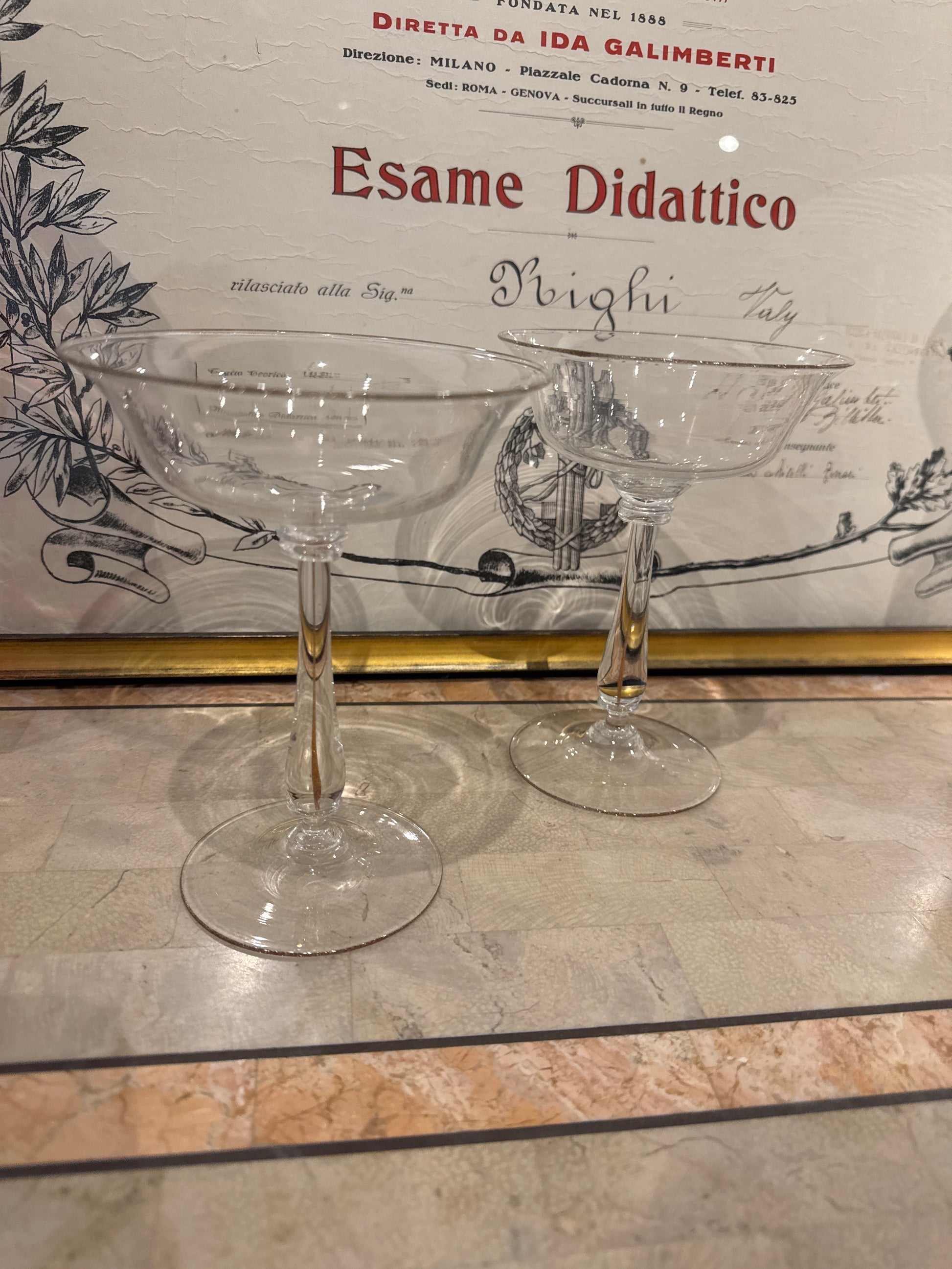 Antonio Seguso pair of champagne coups