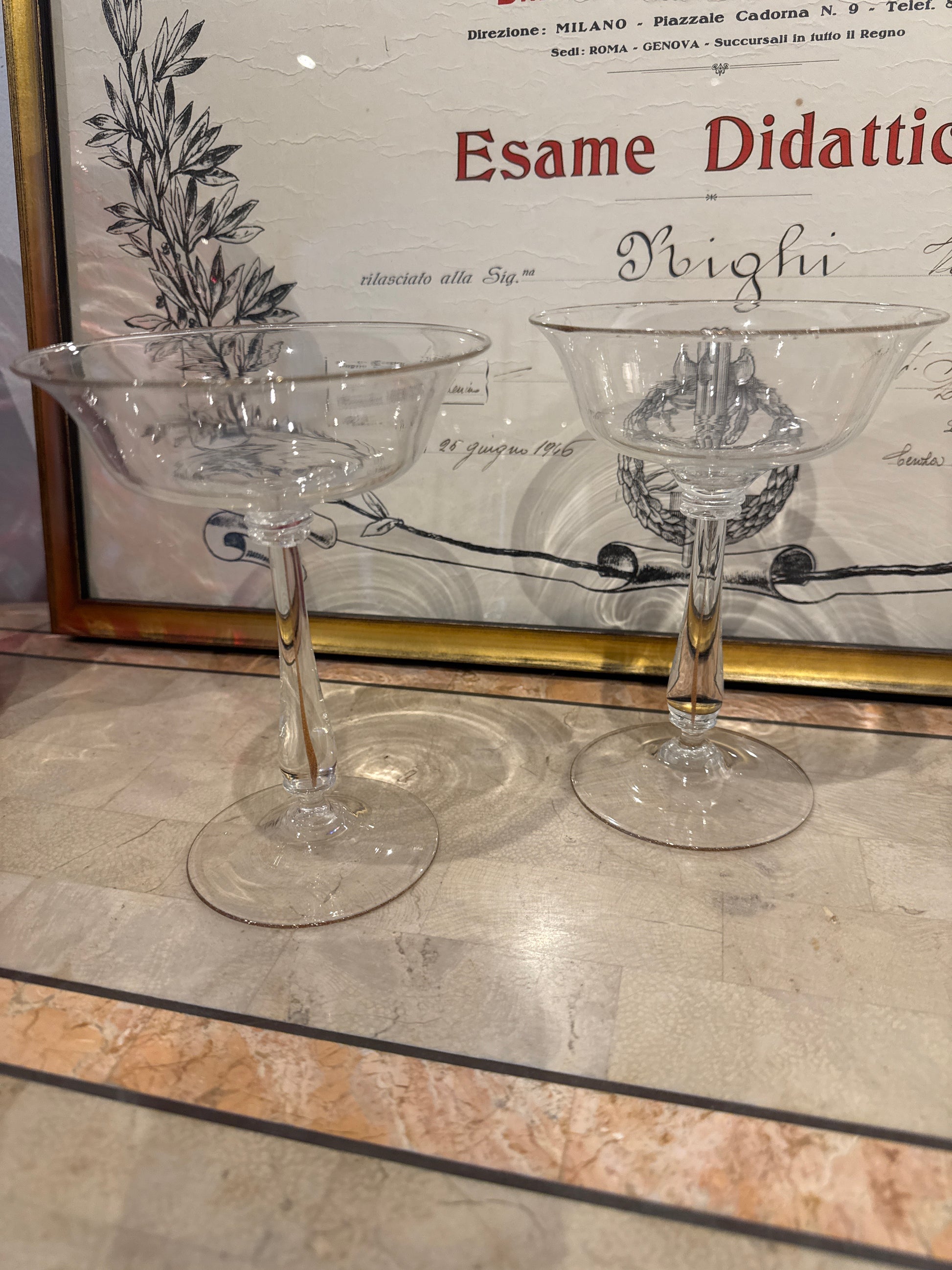 Antonio Seguso pair of champagne coups