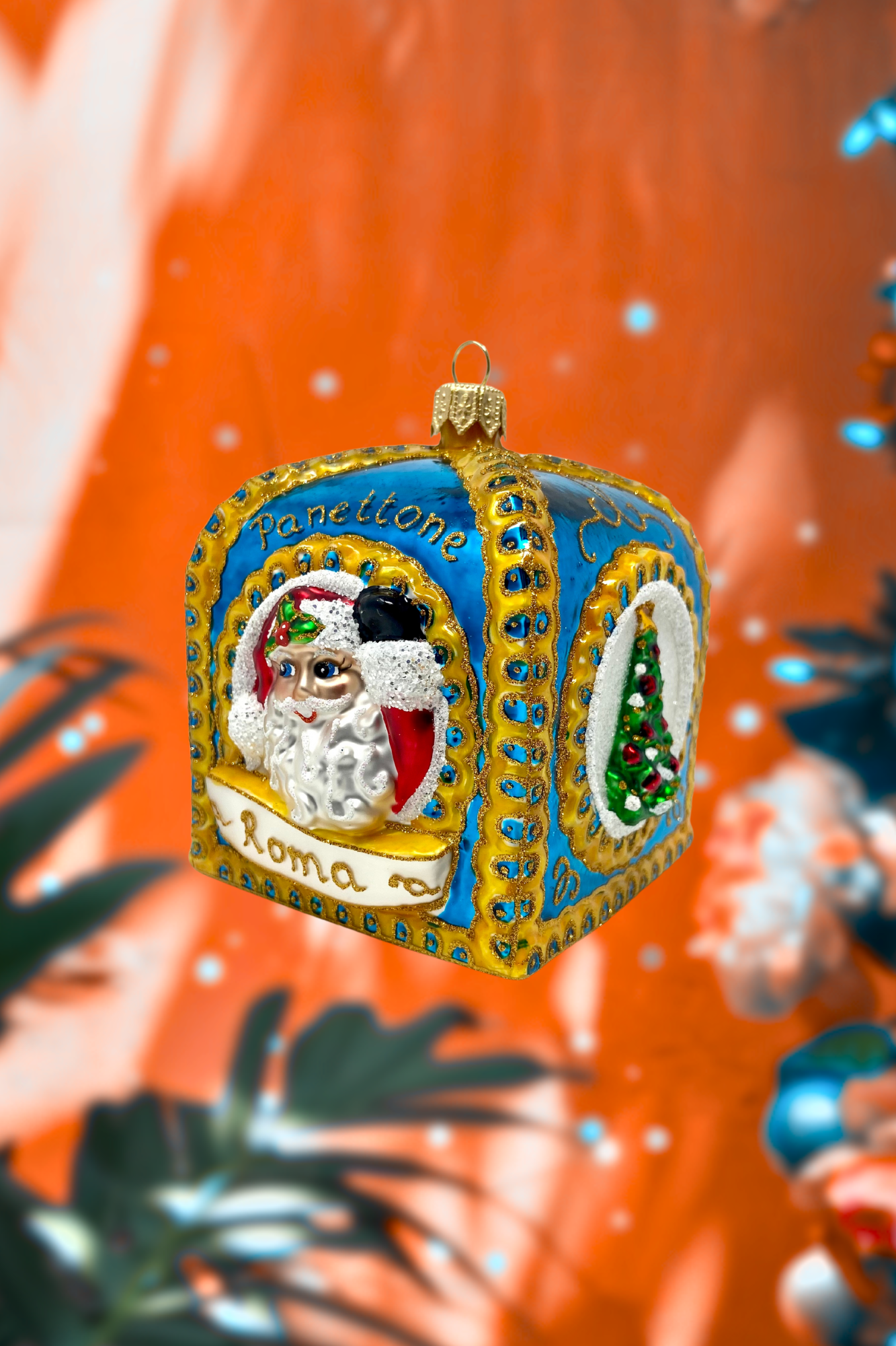 Kenzies of London - Blue Panettone Box Holiday Polish Glass Christmas Ornament