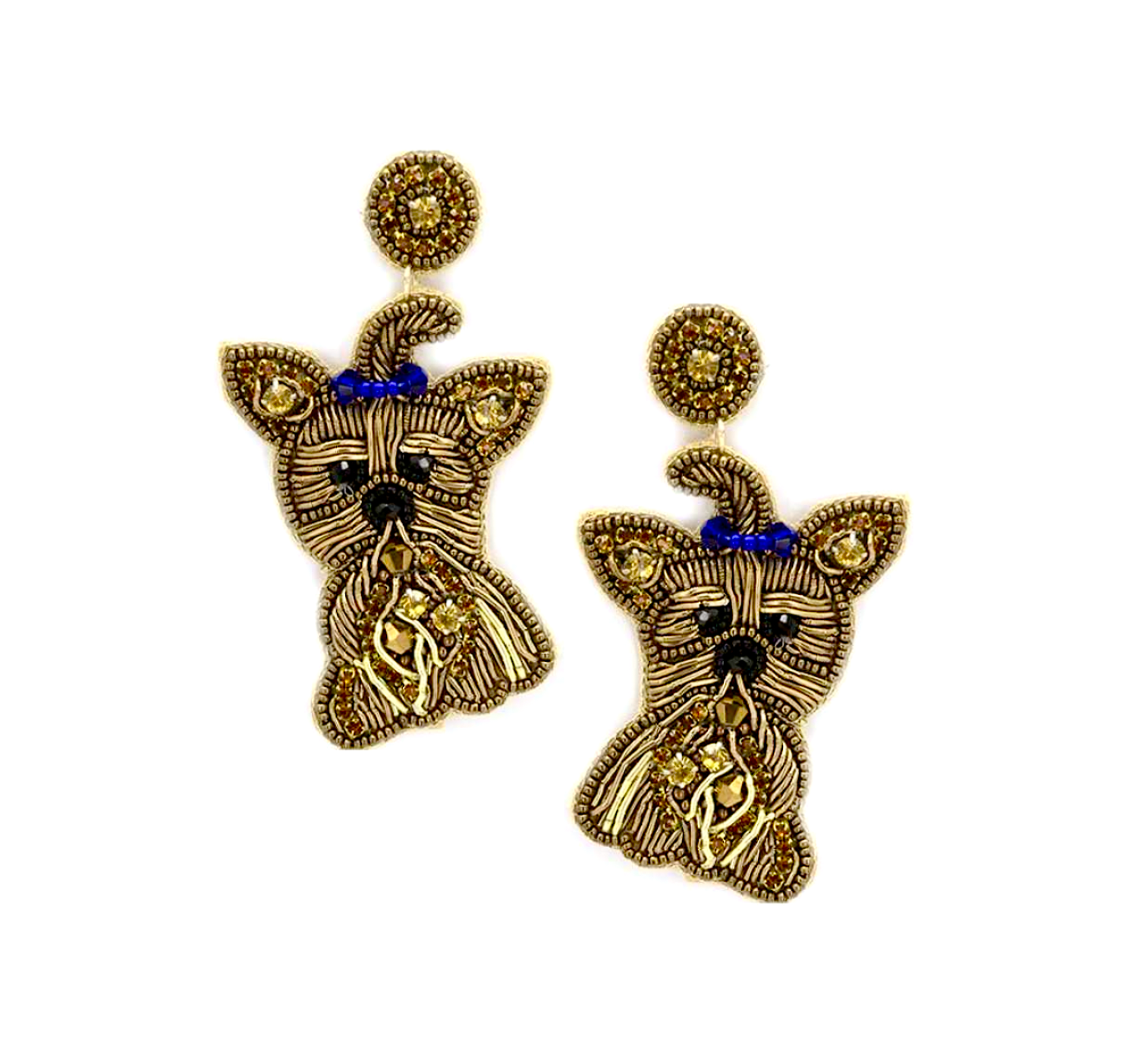 Yorkshire Terrier Dog Earring, Yorkie Seed Bead Earring 