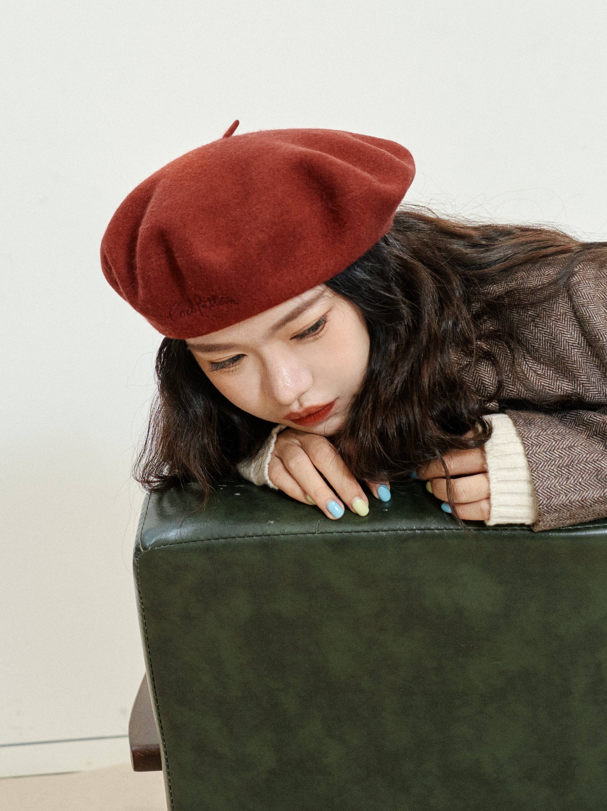 Wool Beret- Bordeaux Red