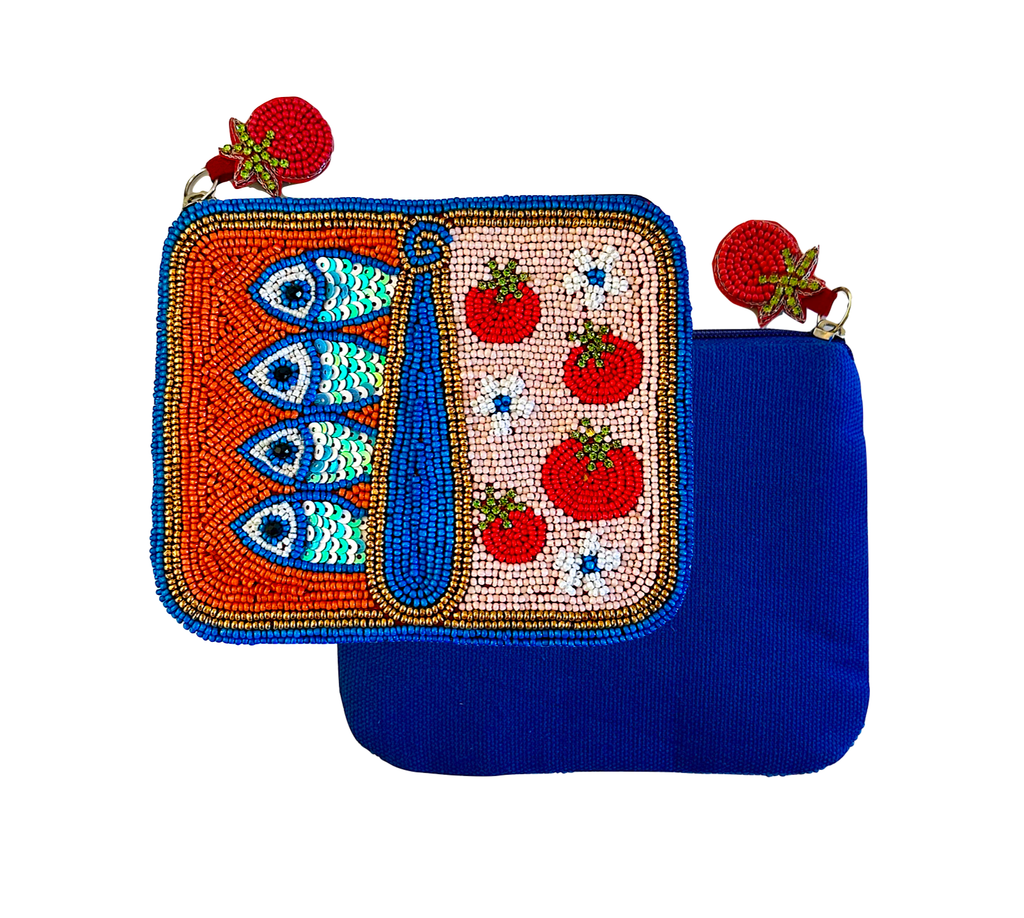 Sardines in Tin Can Tomato Coin Purse, Beaded Bag