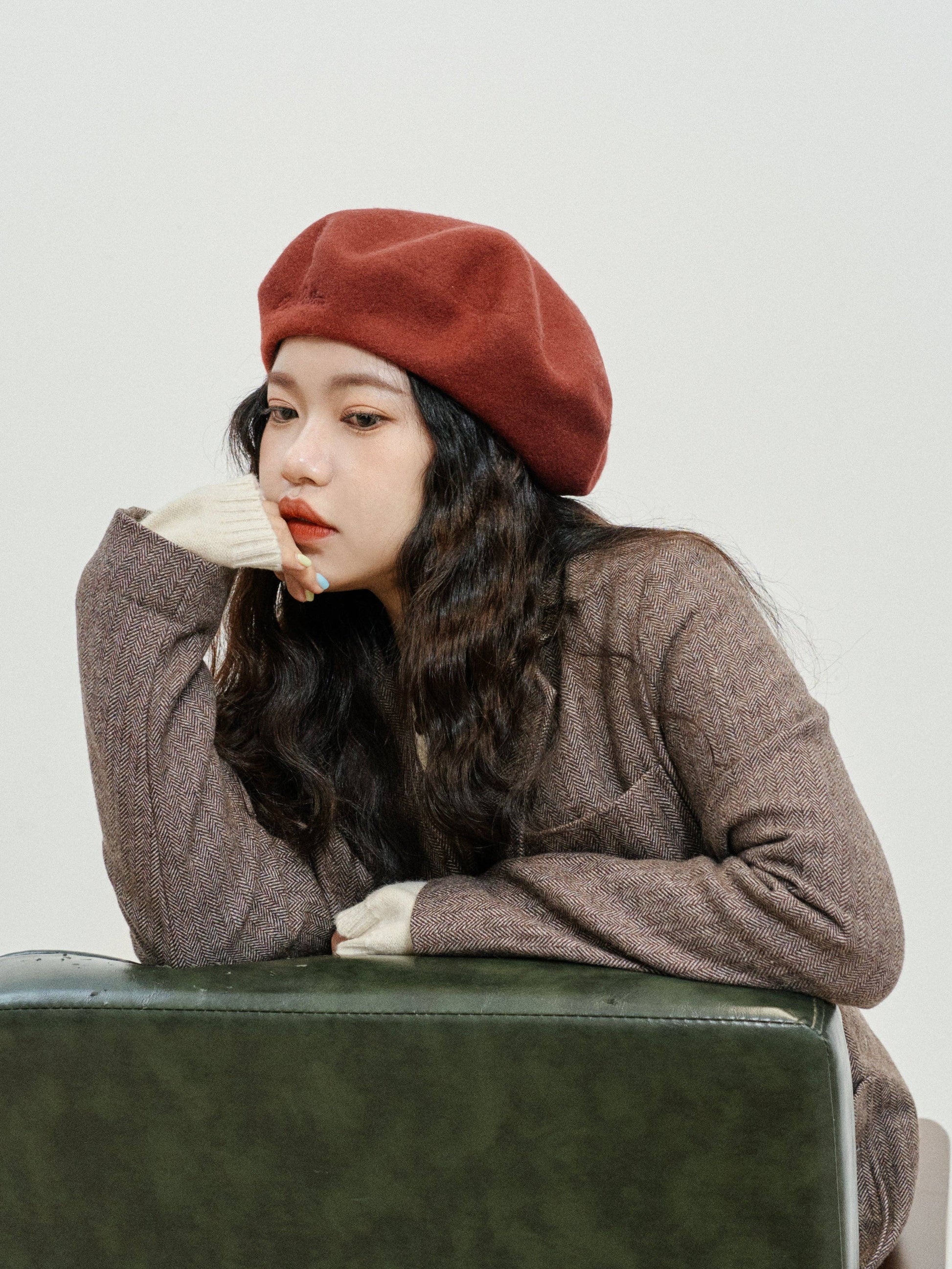 Wool Beret- Bordeaux Red