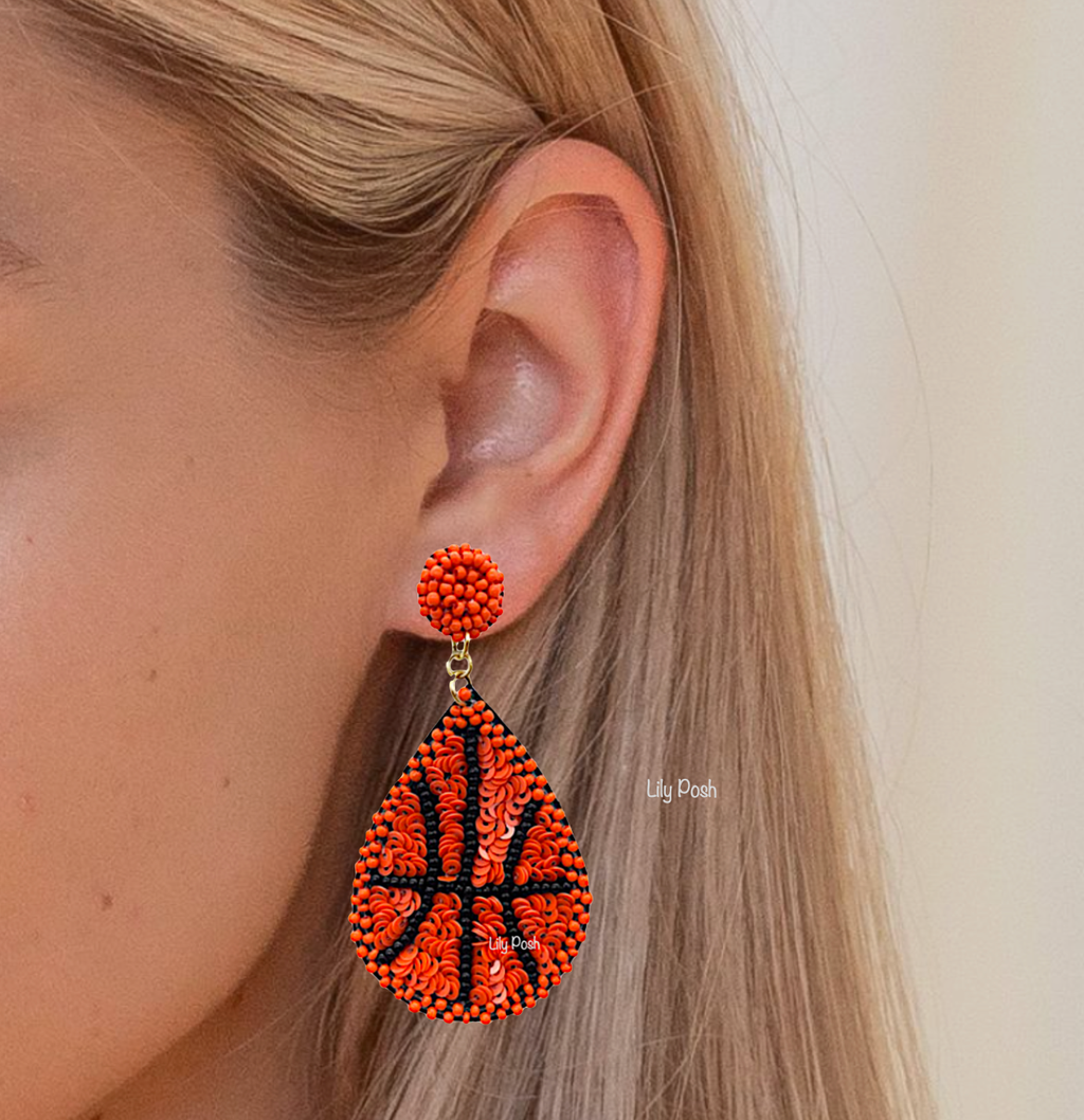 Lily Posh - Basketball Game Day Seed Bead Earring, Lily Posh 