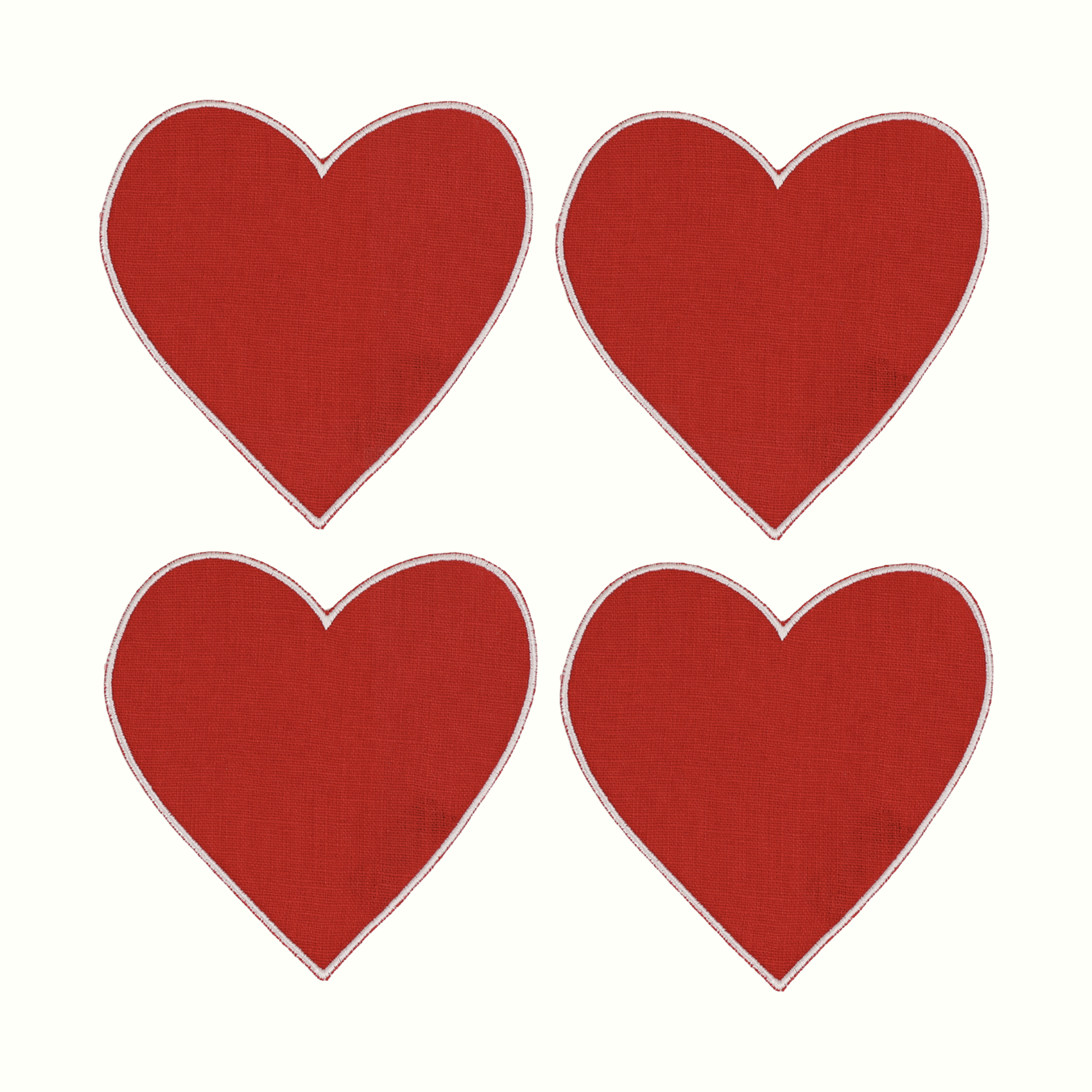 Heart Linen Cocktail Napkins - Set of 4