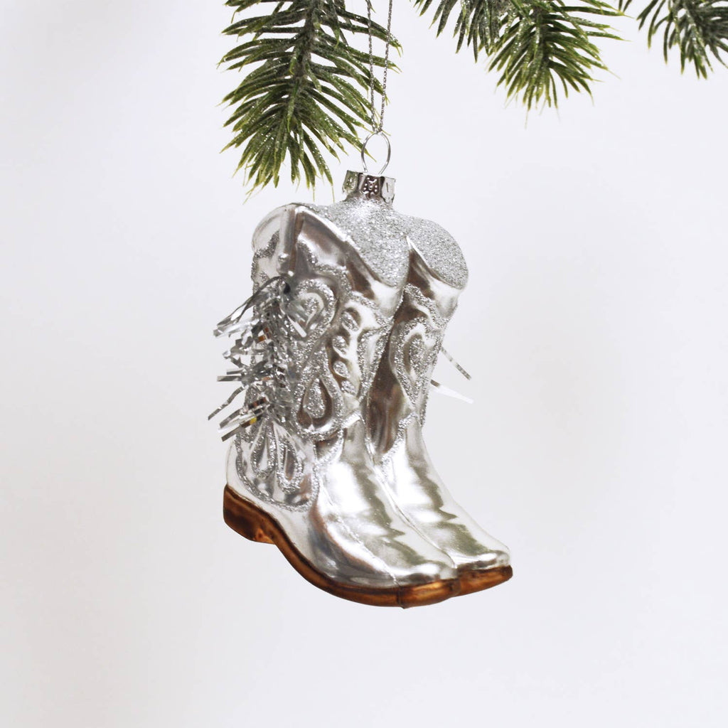 8 Oak Lane - Ornamento in vetro con stivale da cowboy