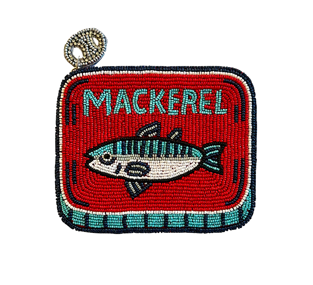 Beaded Mackerel Coin Purse - Fish in Tin Can