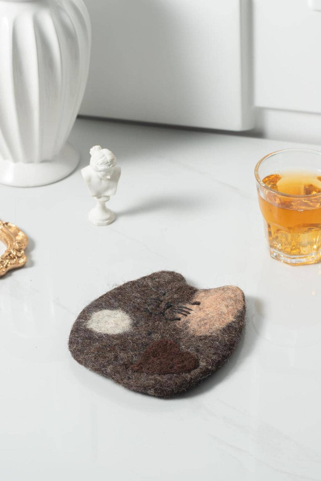 Handmade Felt Coffee Cup Mug Table Mat Coasters - Fatty Cat