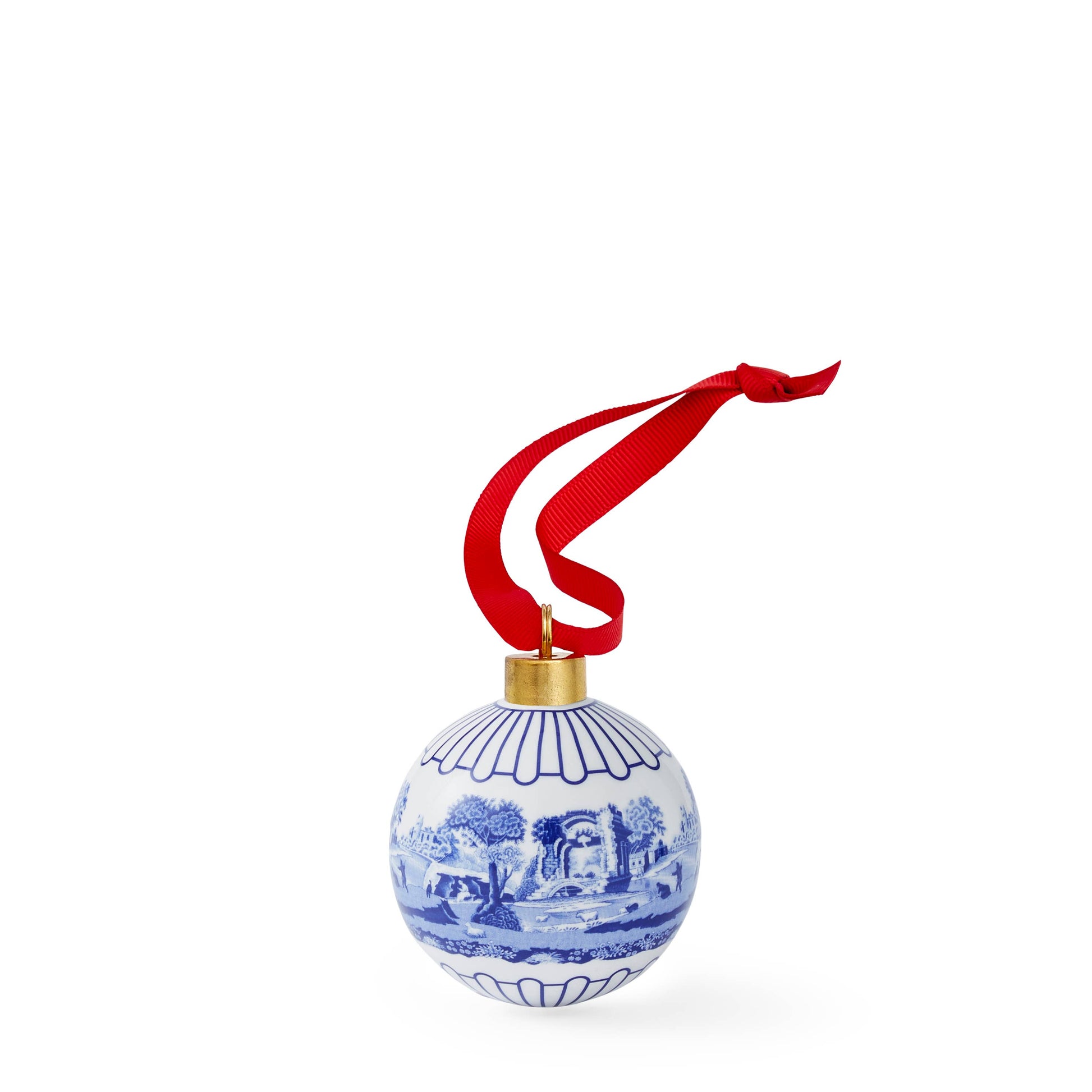 Portmeirion, Spode, Pimpernel, Wrendale Designs - Blue Italian Christmas Bauble - Full Scene