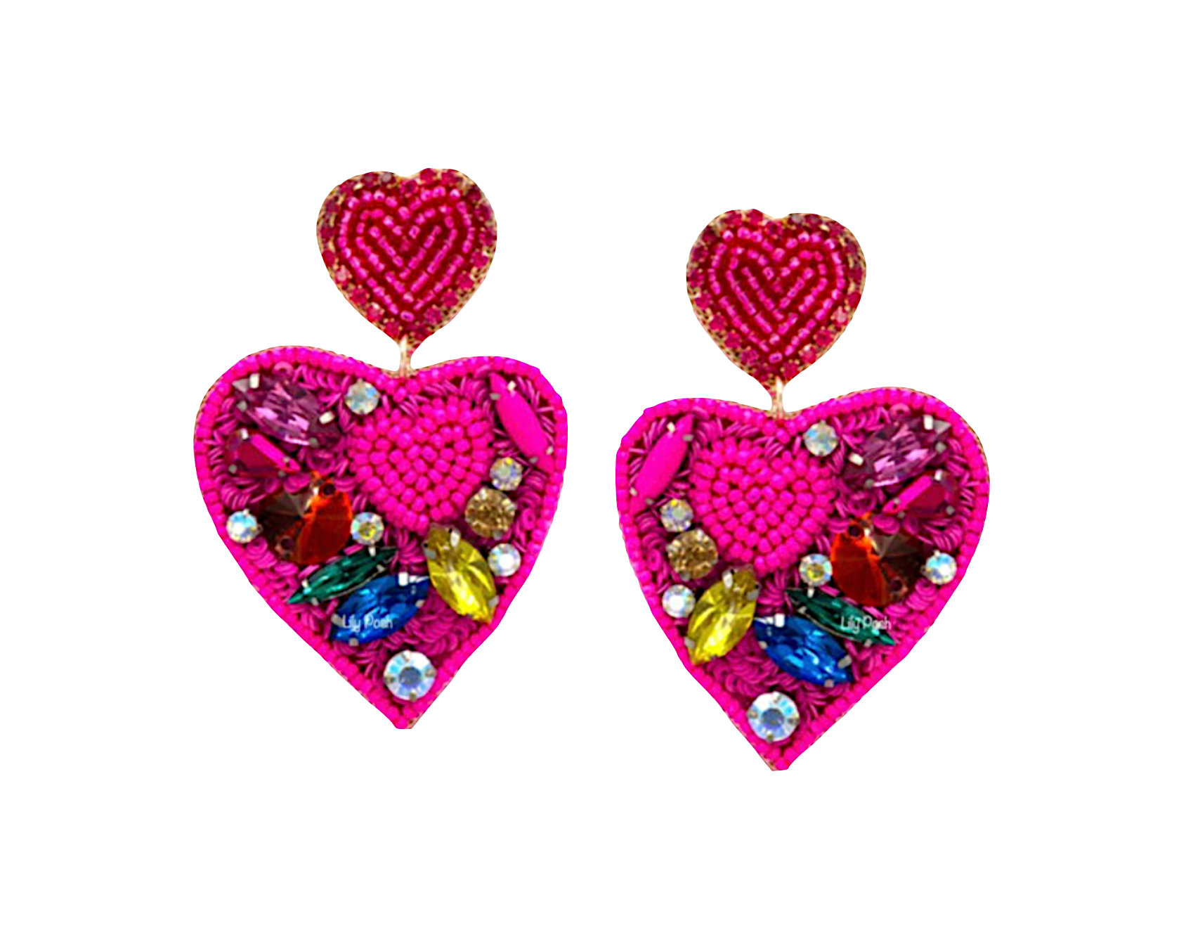 Heart Earring, Seed Bead Heart Earring