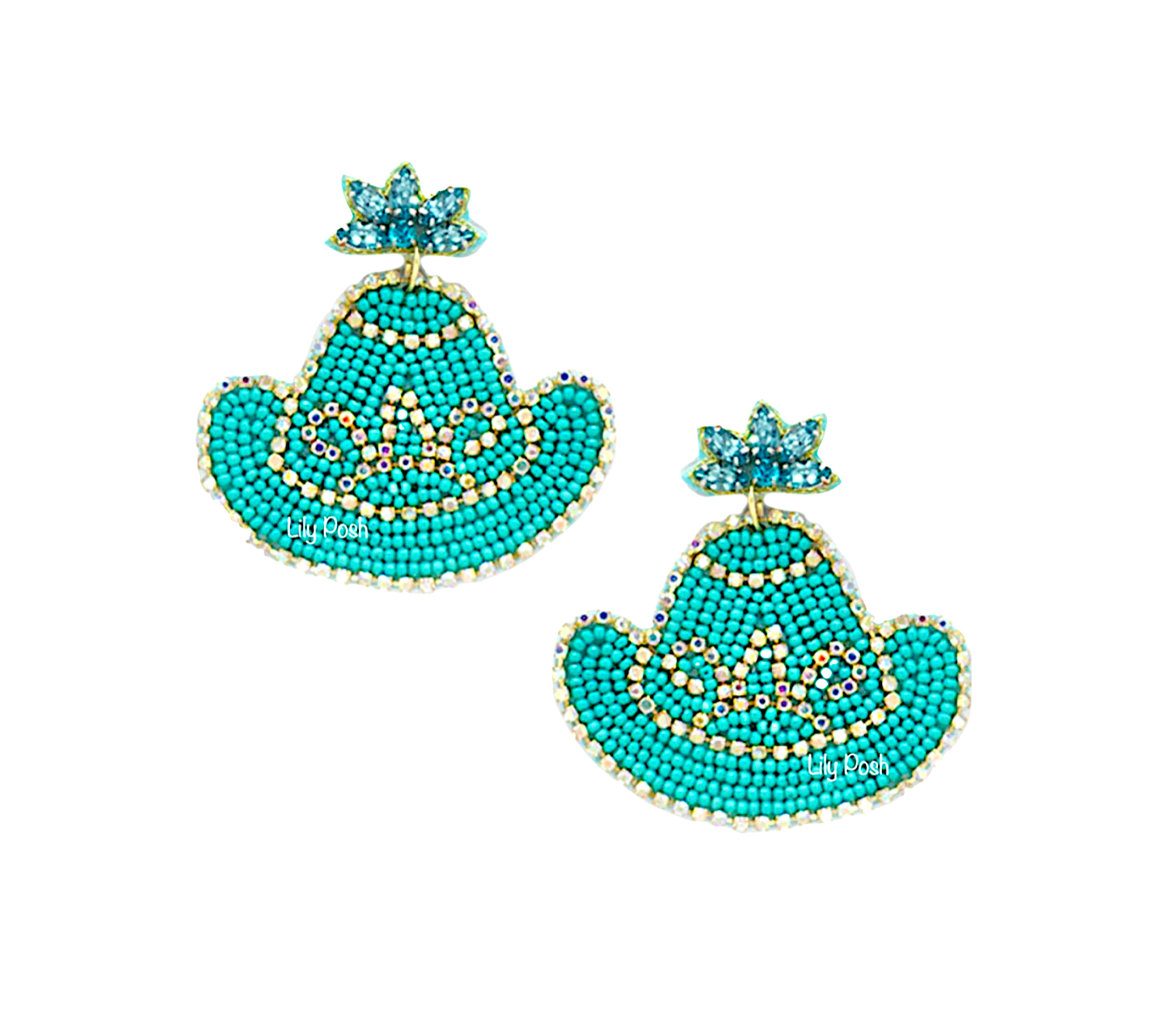Cowboy Hat Seed Bead Earring, Boho Earring Western