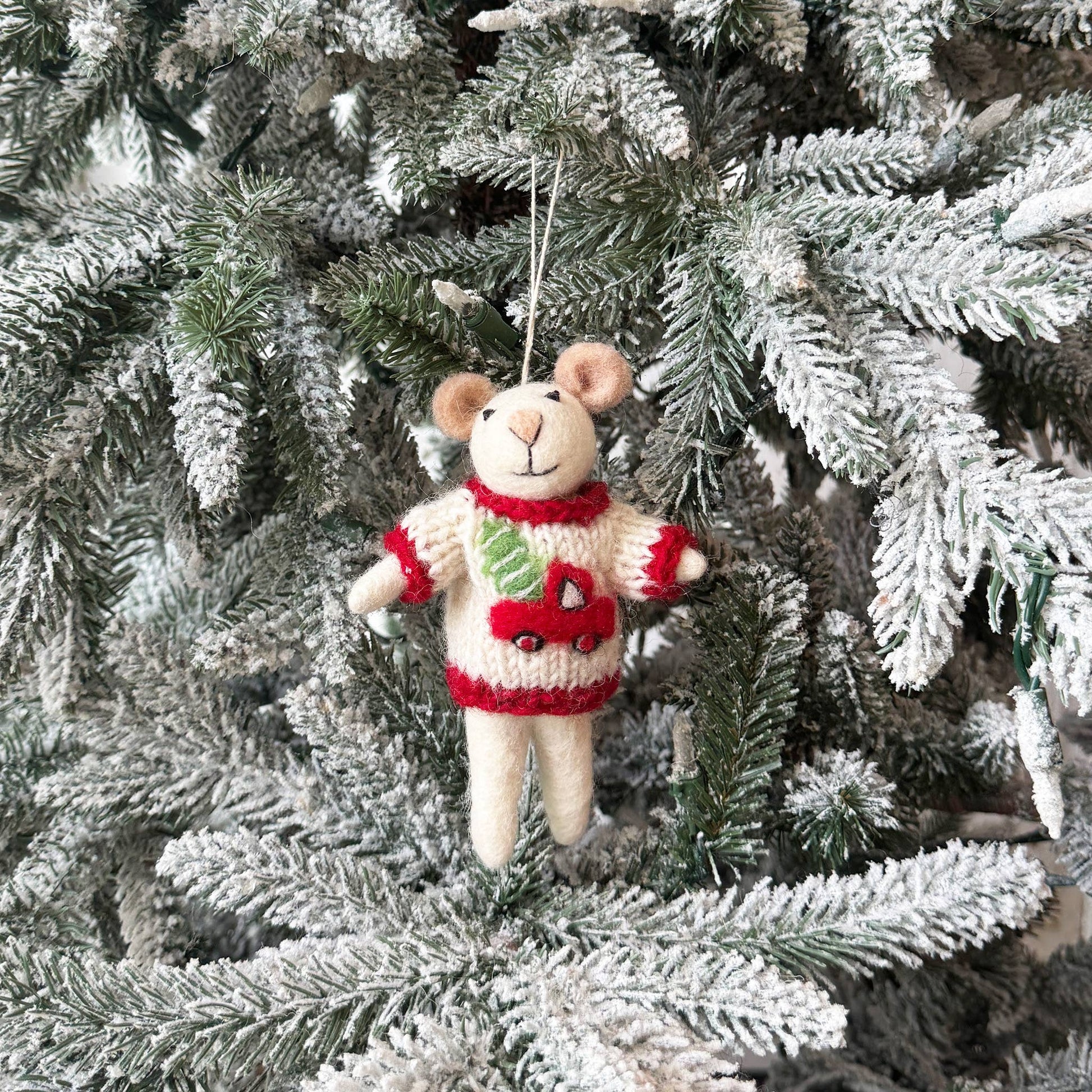 Red Truck Sweater- Sweater Mice Ornament