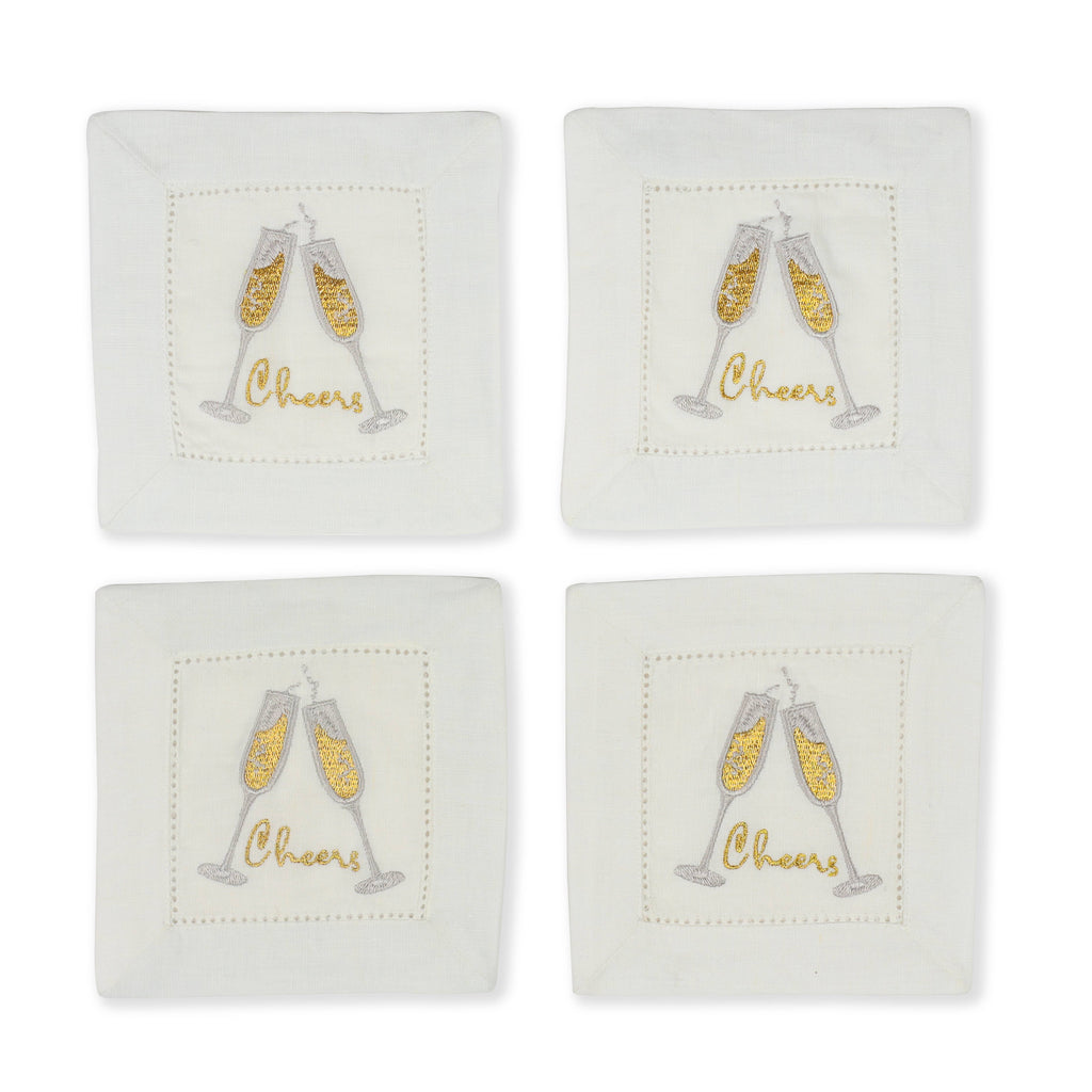 Fizz & Flutes Embroidered Cocktail Napkins