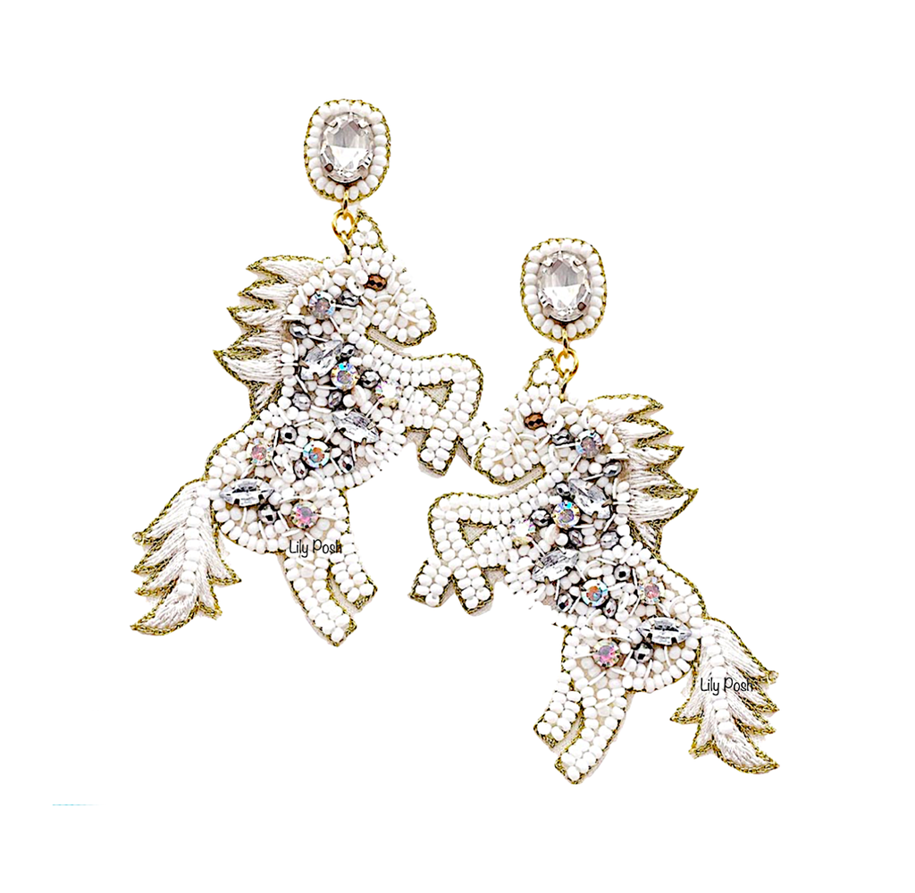 Horse Seed Bead Earring, Stallion, Equestrian