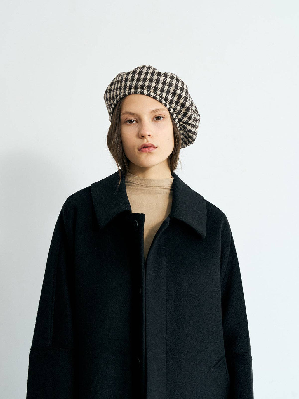 Beret Hat - Mocha checkers