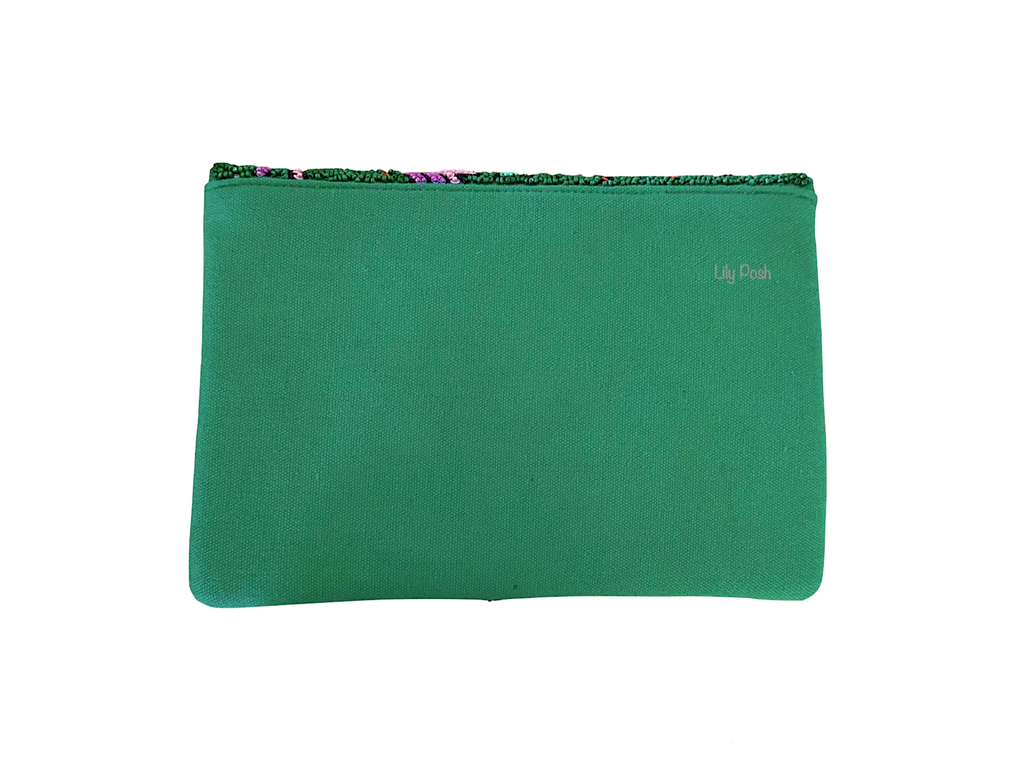 Beaded Floral Clutch Crossbody Bag