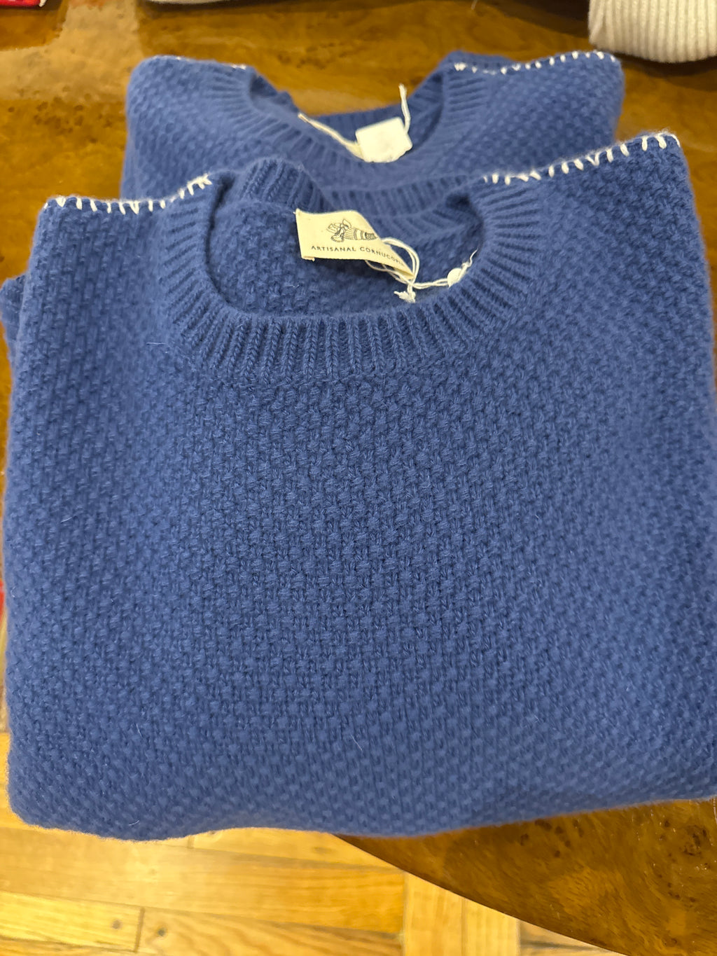 Artisanal Cornucopia riso pattern cashmere wool blend sweater with hand stitching detail