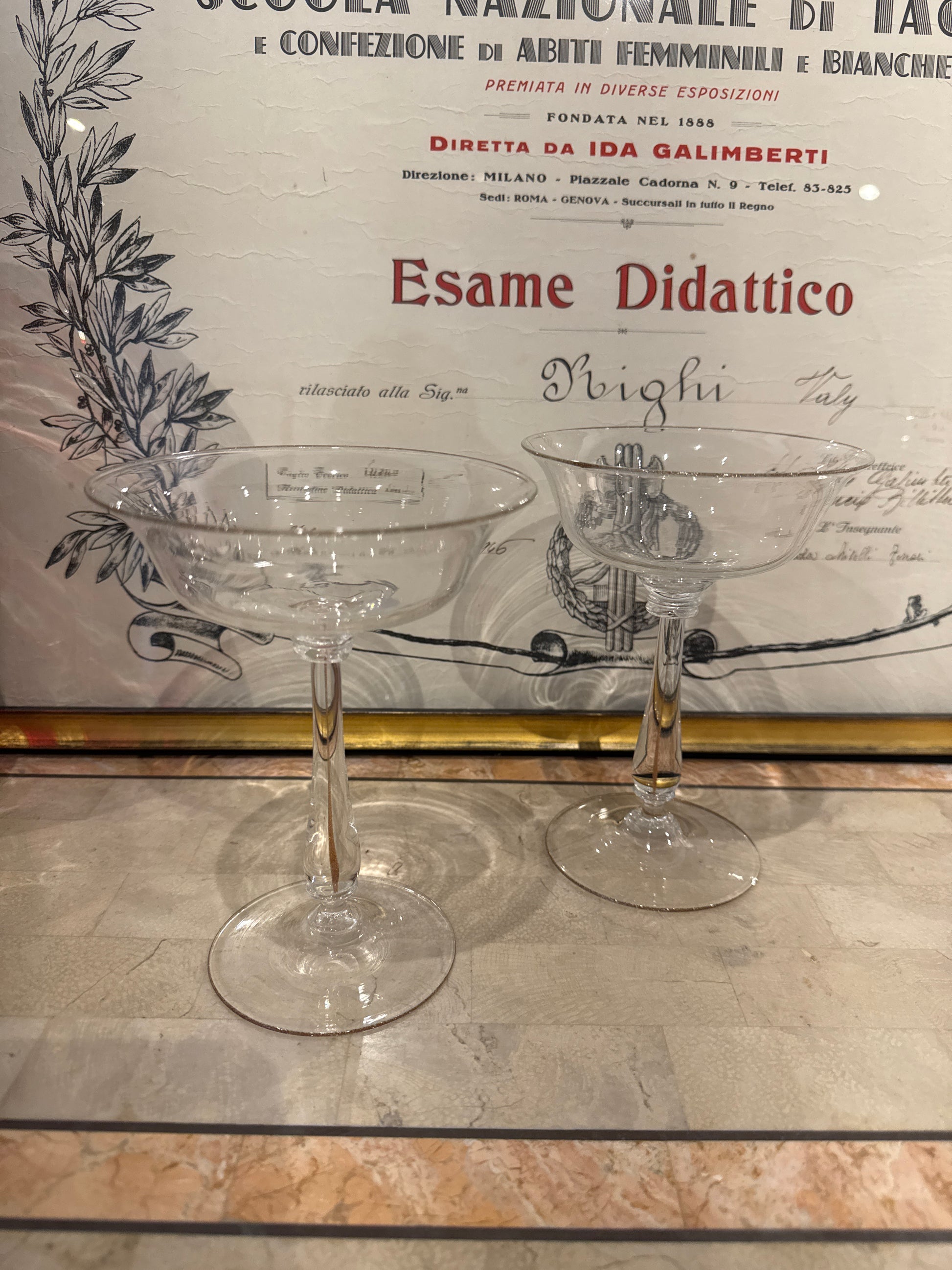 Antonio Seguso pair of champagne coups