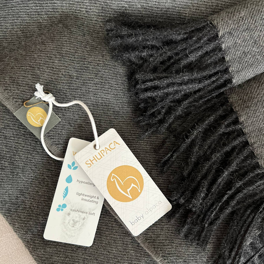 Shupaca Alpaca - 100% Baby Alpaca Throw - Carbon