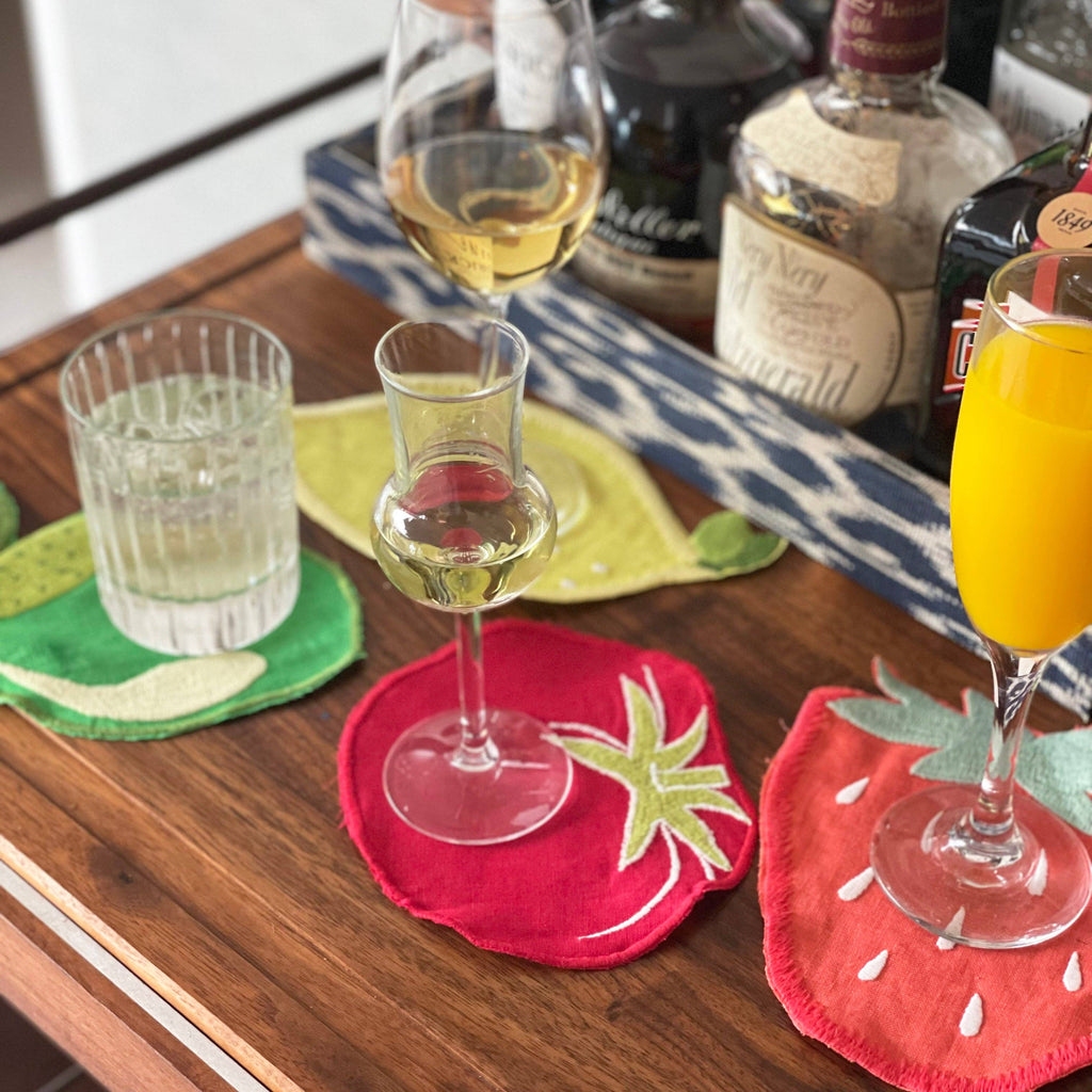 Lemon Shaped Cocktail Napkins, set of 4