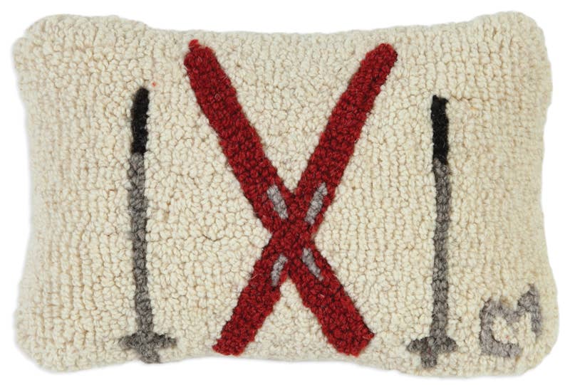 Artisan decorative pillow Crossed Skis