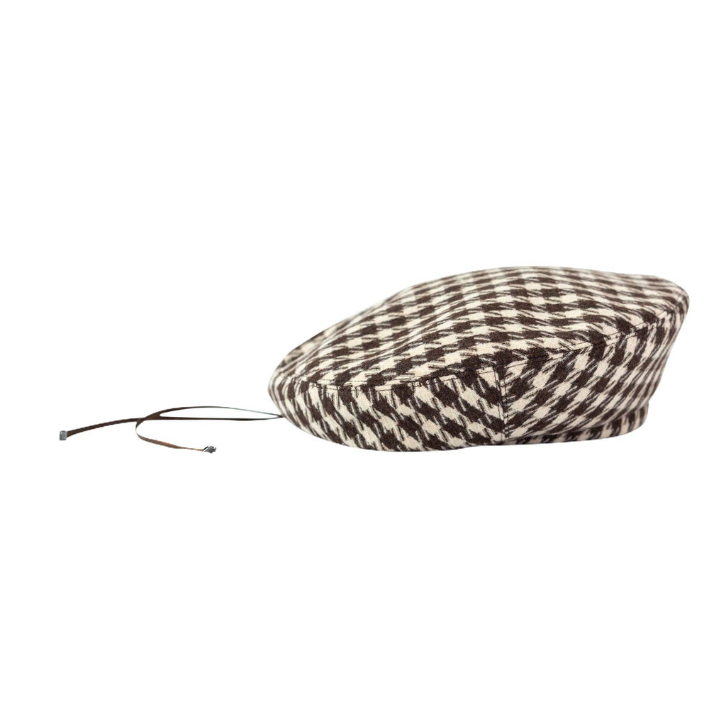 Beret Hat - Mocha checkers