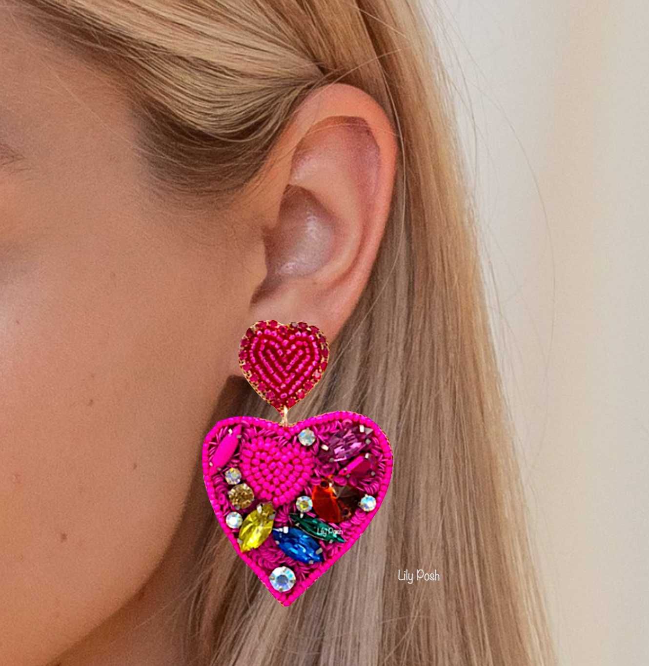 Heart Earring, Seed Bead Heart Earring